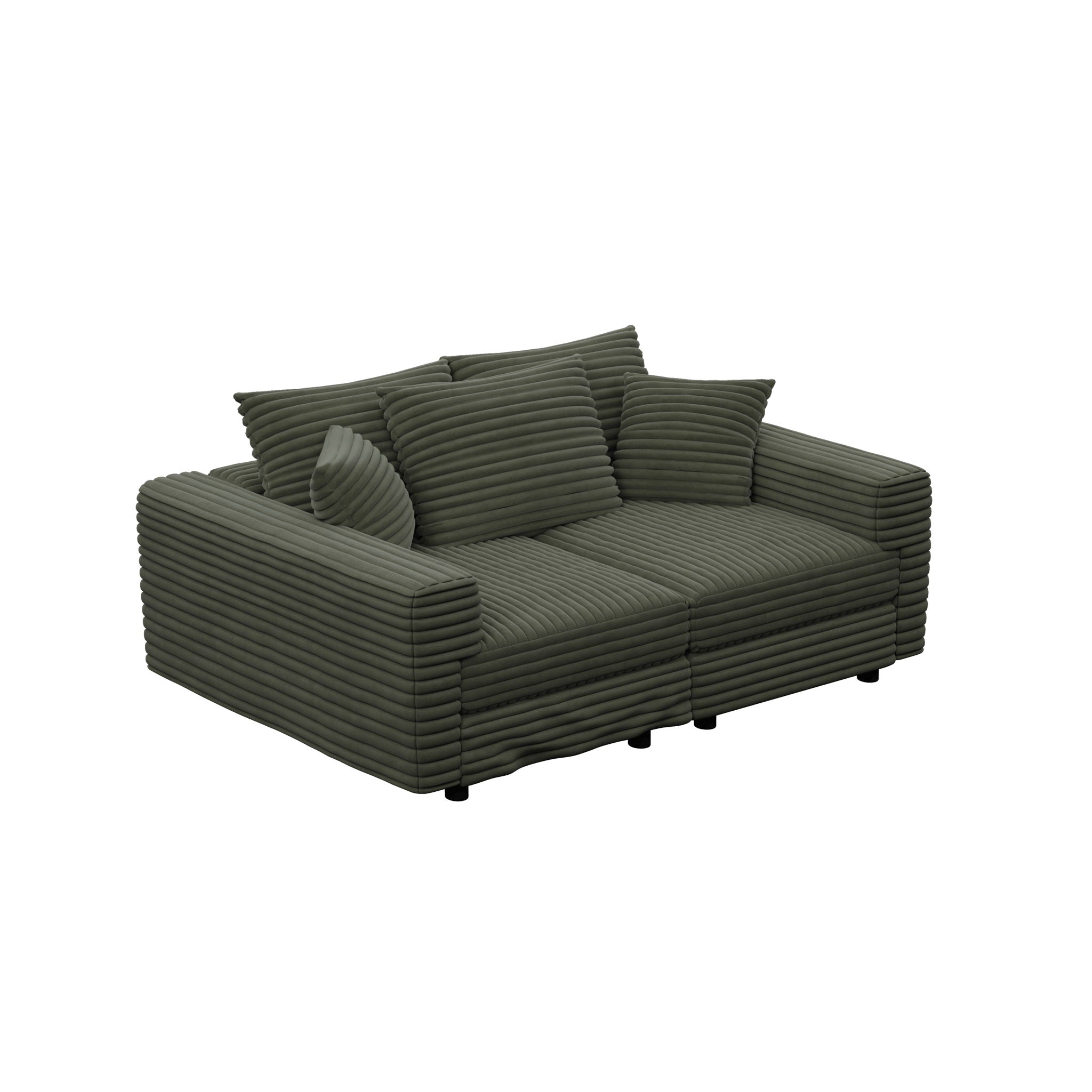 Plush Corduroy 4 Seat Sofa, Modern Comfy Upholstered Sofa Cloud Couch, Deep Seat Couches With Soft Pillows