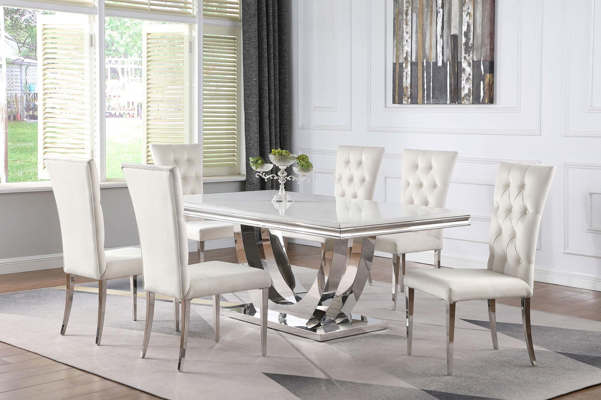 Kerwin Rectangular 71-inch Stone Top Dining Table White
