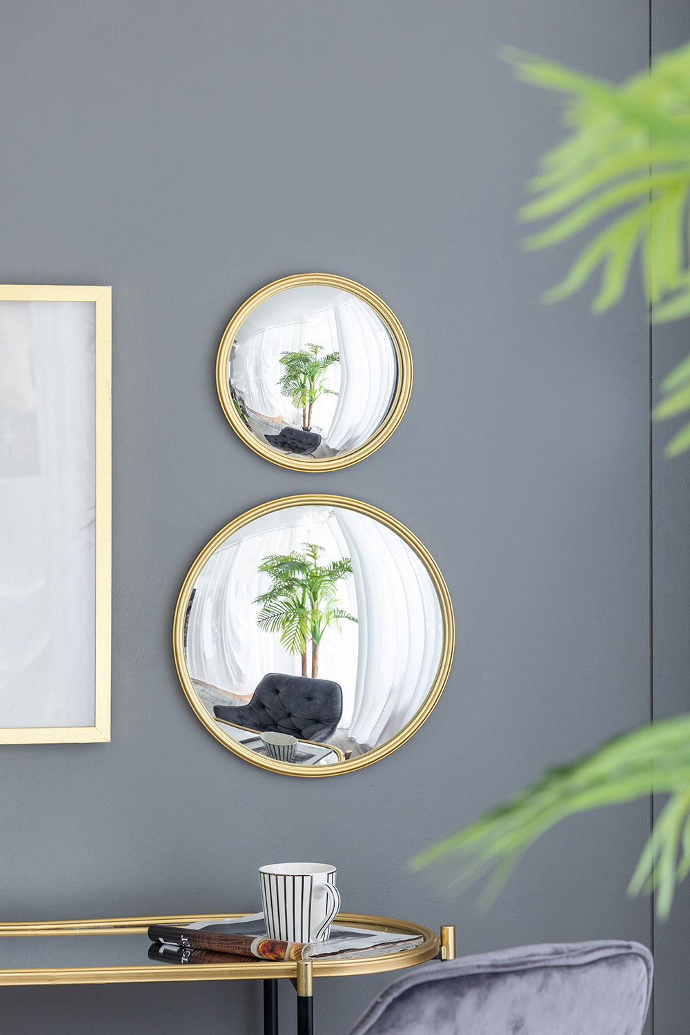 Round Mirror, Circle Mirror With Iron Frame For Living Room Bedroom Vanity Entryway Hallway