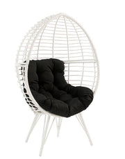 ACME Galzed - Patio Lounge Chair - Black Fabric & White Wicker | Meri Furniture