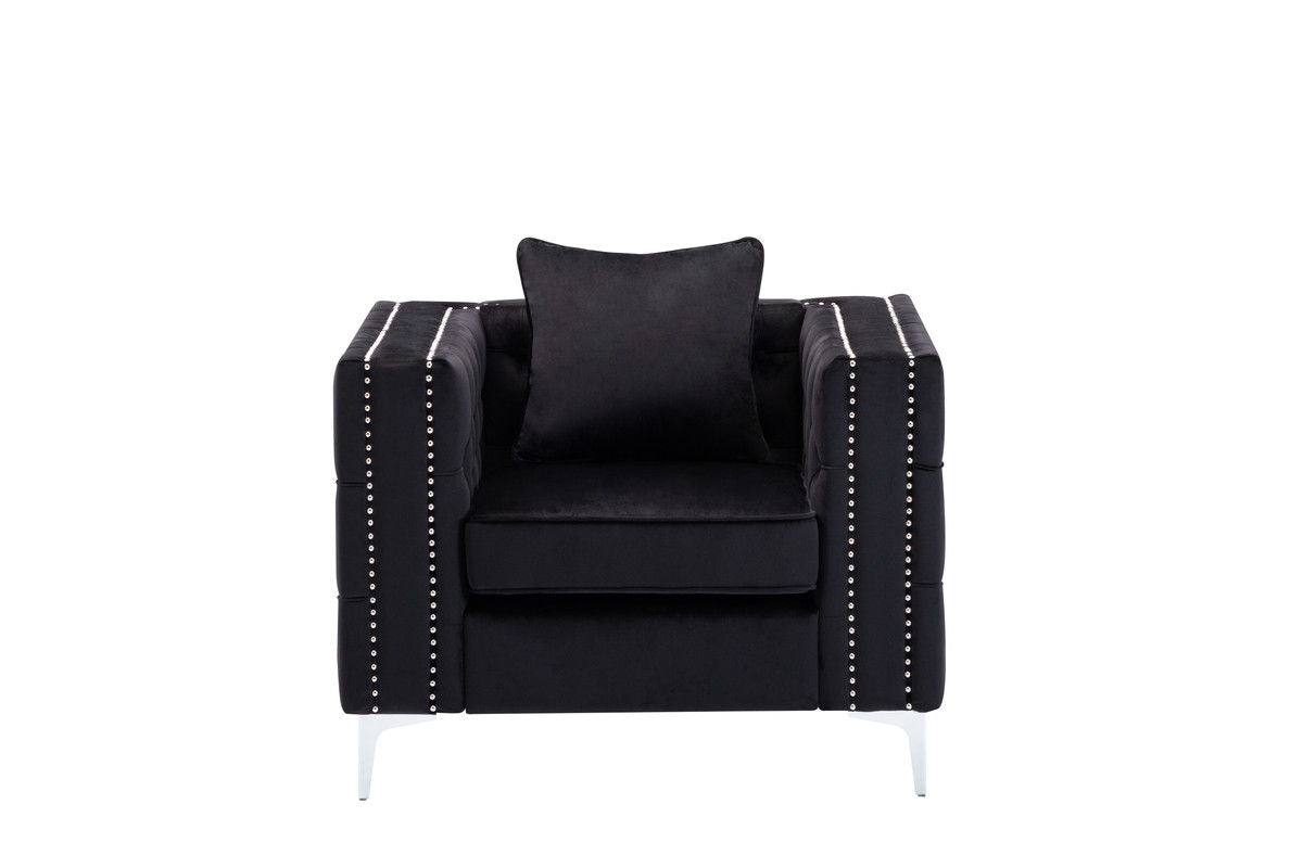 Lorreto 40"W Black Velvet Chair