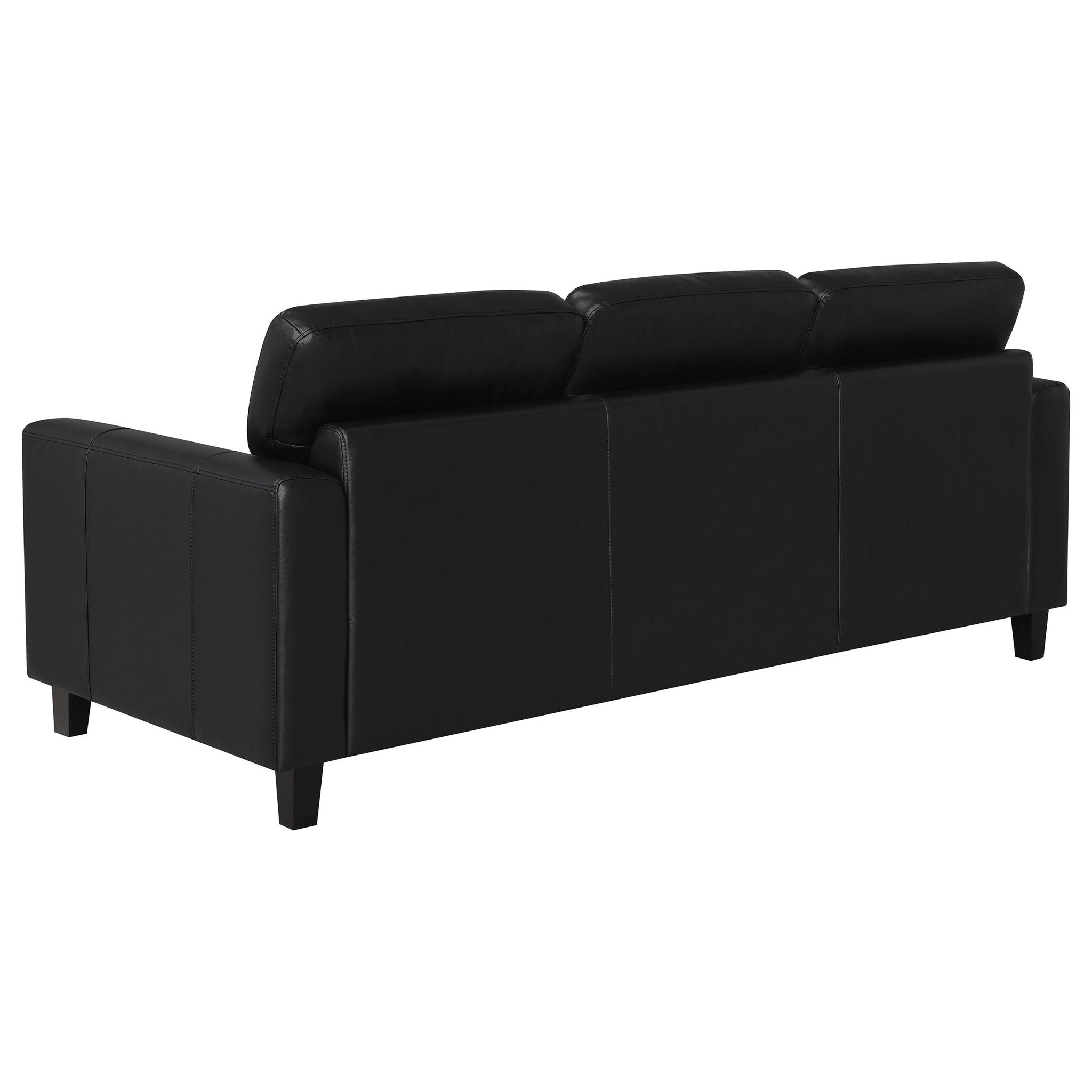 Scotland 3-piece Faux Leather Upholstered Sofa Set Black