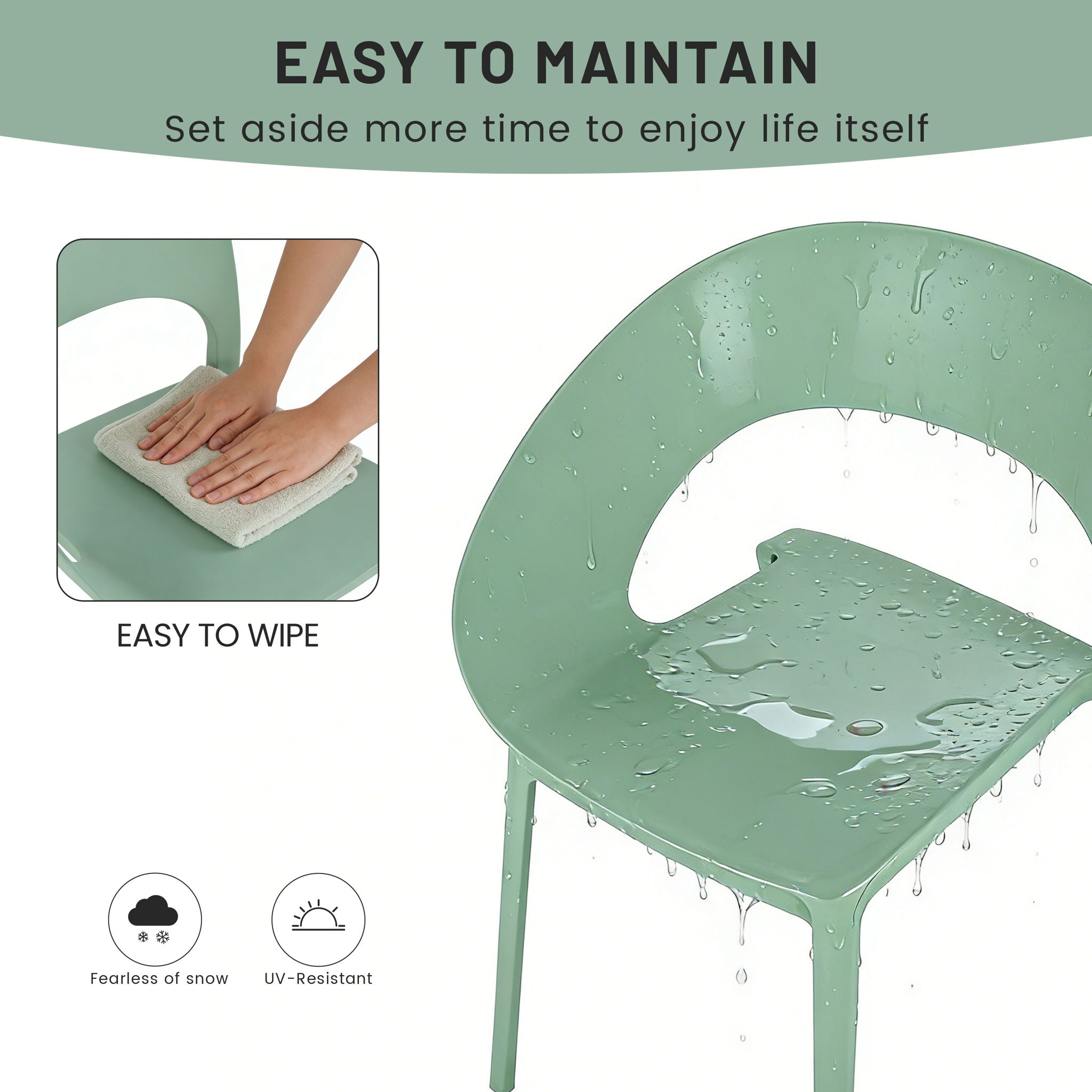 4 Piece Set Of Modern Designed Single Chairs With Folding Square Table