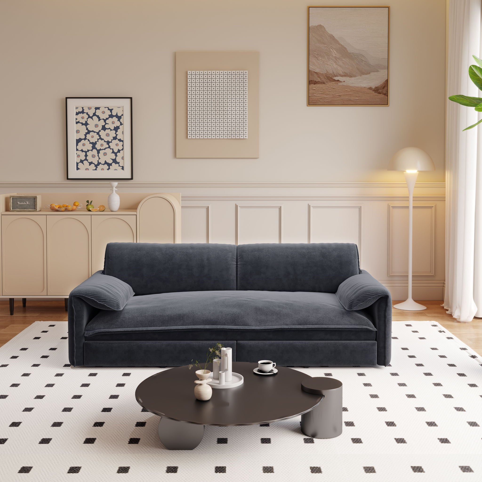 Queen Pull Out Sofa Bed, 3 In 1 Convertible Sleeper Sofa With Side Storage