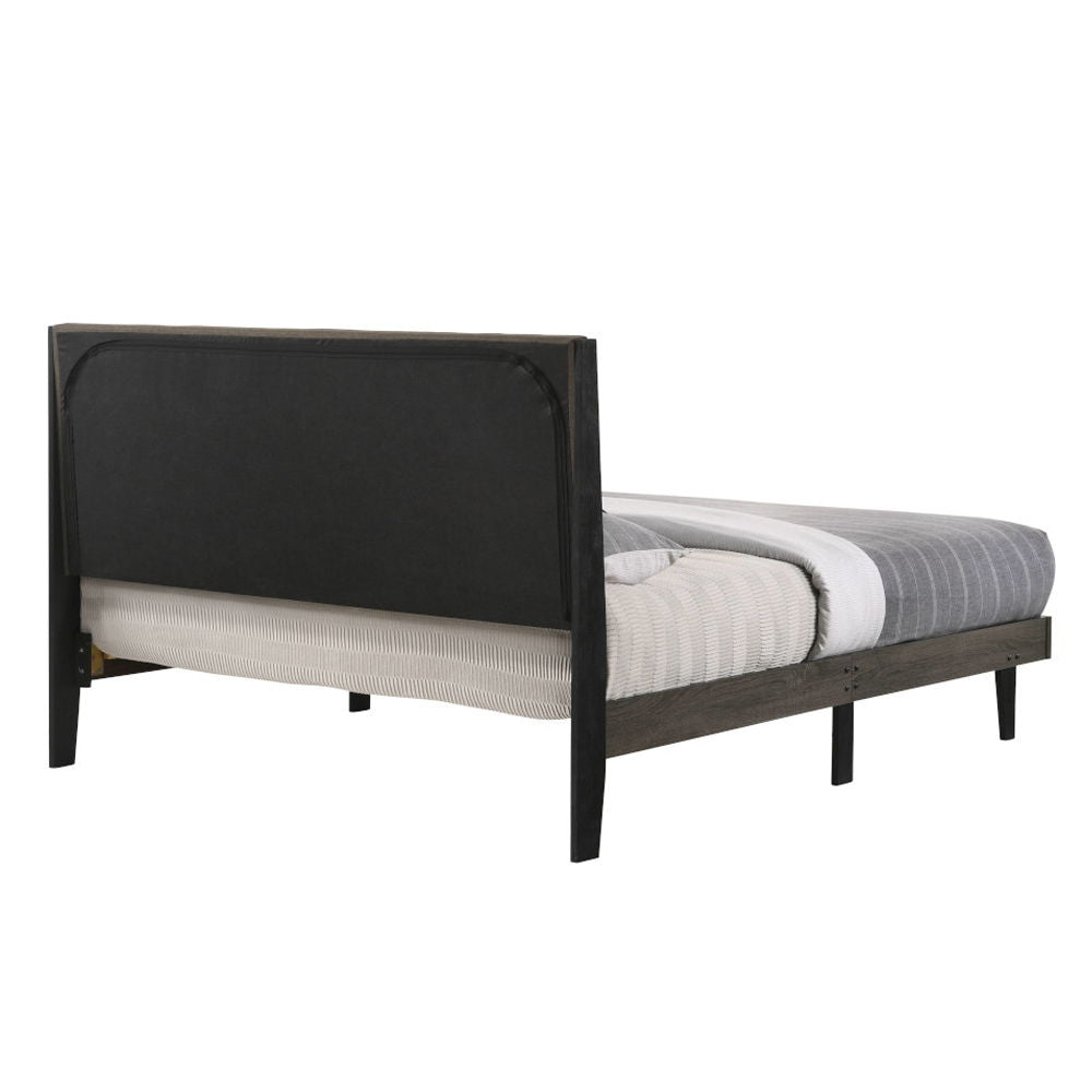 Valdemar - Queen Bed - Brown Fabric & Weathered Gray