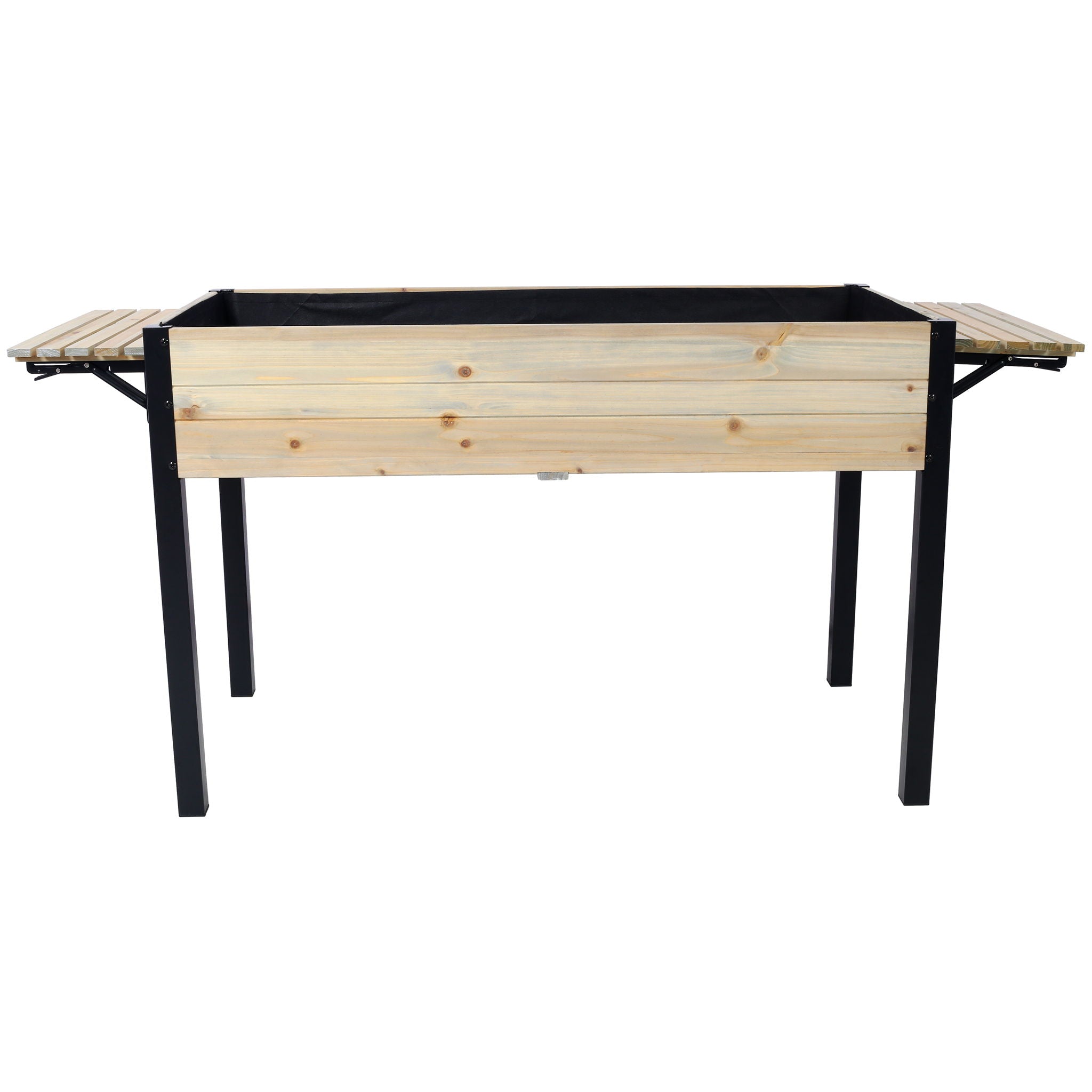 Raised Garden Bed With Metal Legs And Folding Storage Shelf