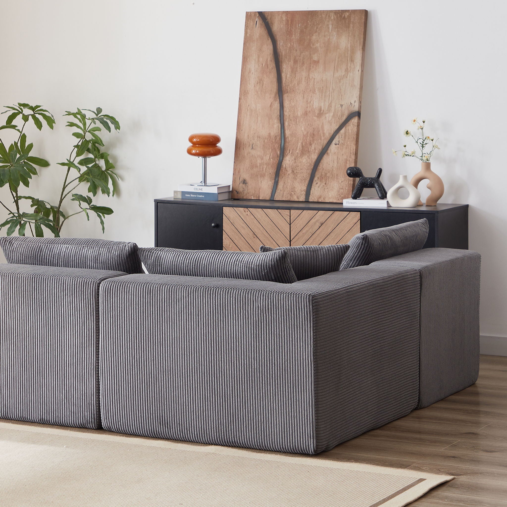 Modular L Shaped Sectional Compressed Sofa, Free Combination