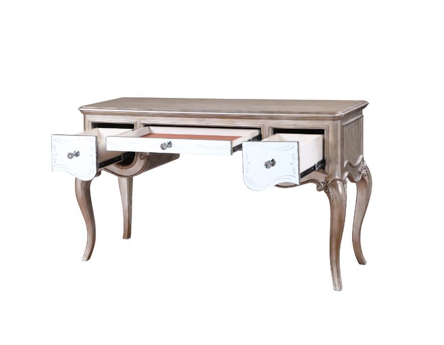 ACME Esteban - Vanity Desk - Mirrored & Antique Champagne Finish | Meri Furniture
