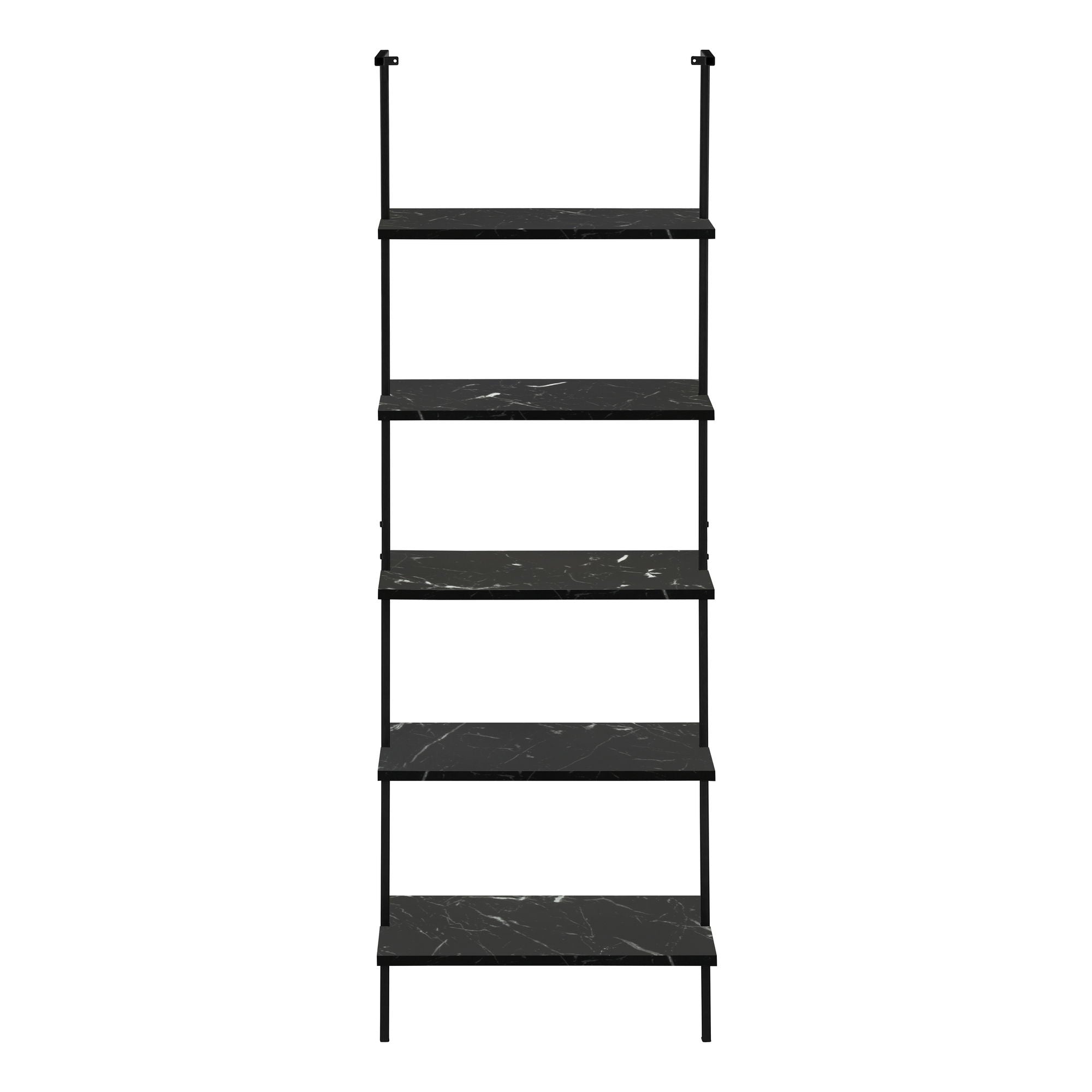 Bookshelf, Bookcase, Etagere, Ladder, 5 Tier, For Office, Marble Look Contemporary & Modern