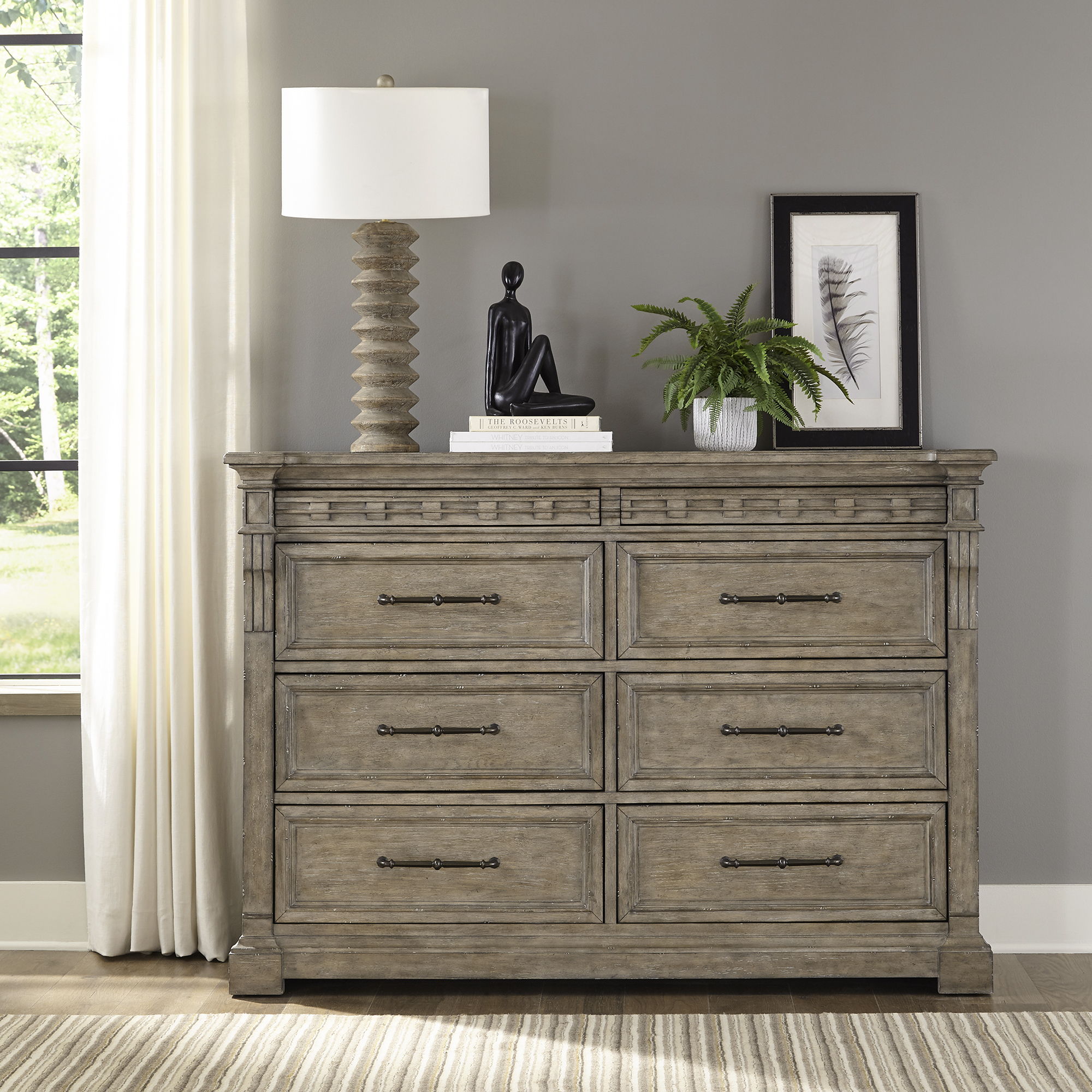 Liberty Furniture Town & Country - 8 Drawer Dresser - Medium Brown | Meri Furniture