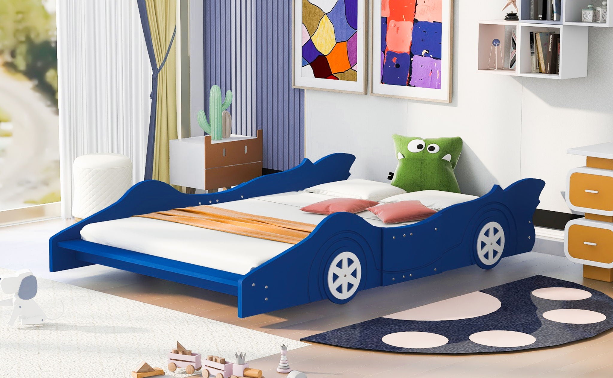 Race Car Shaped Platform Bed & Wheels