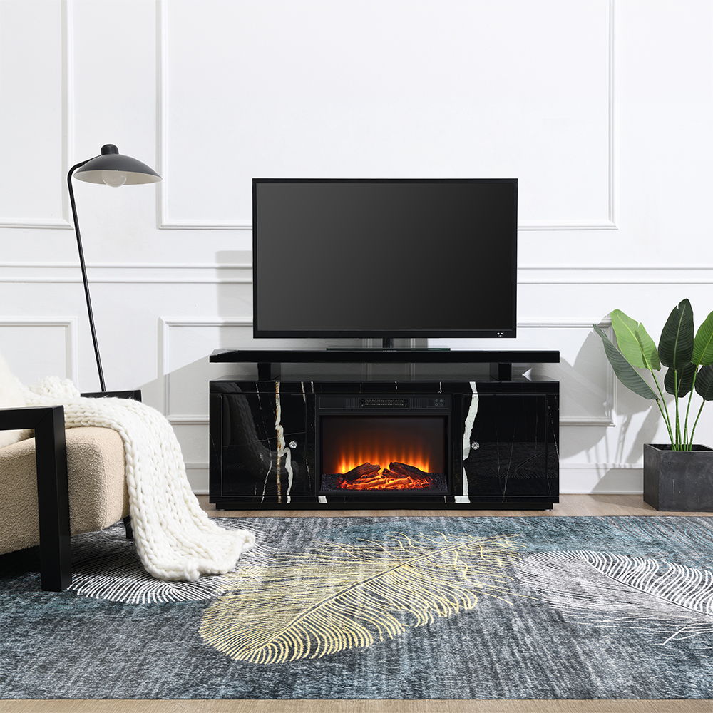 ACME Drisana - TV Stand With Fireplace - Black Mirrored Finish | Meri Furniture