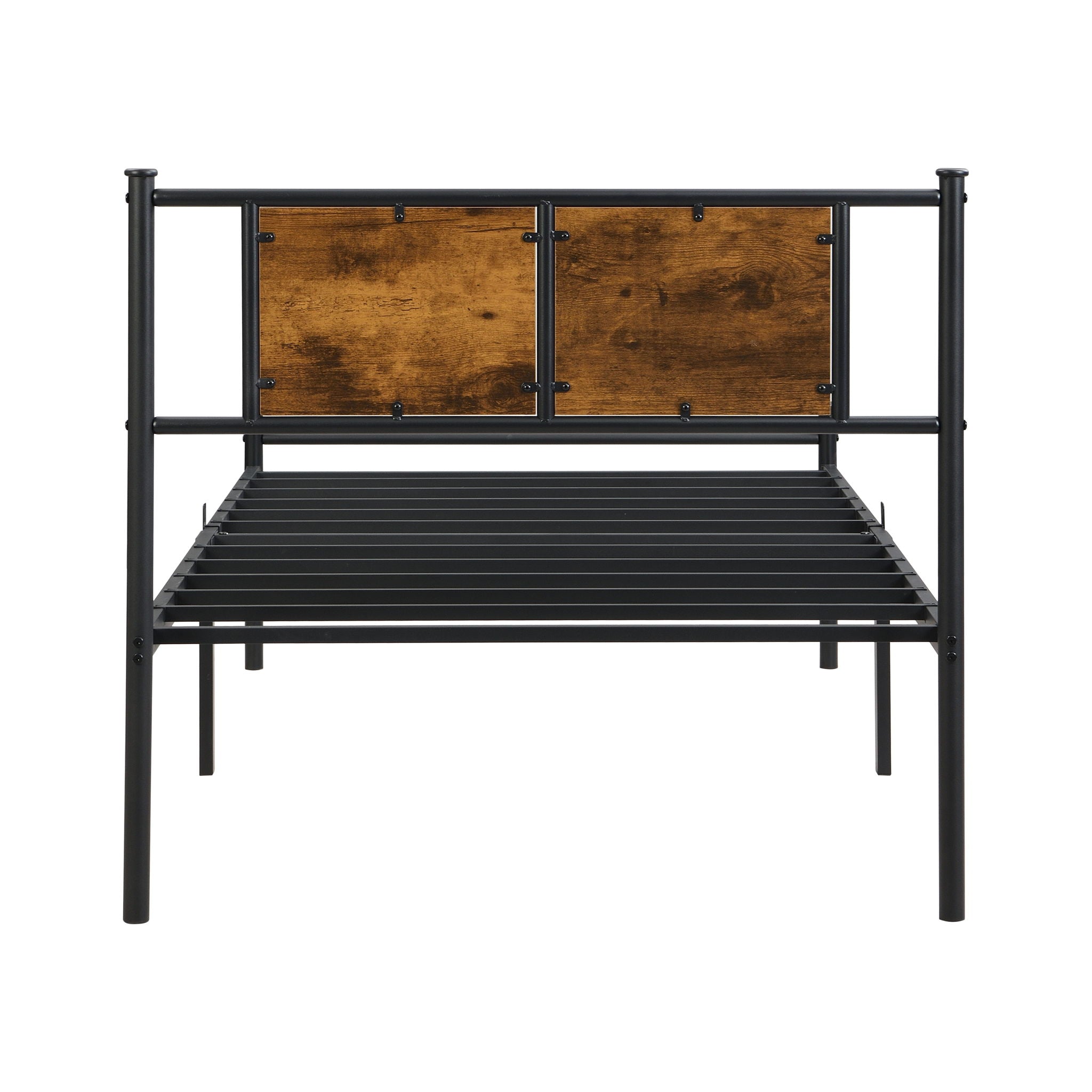 ModerMetal Bedframe With Wood Panel Headboard