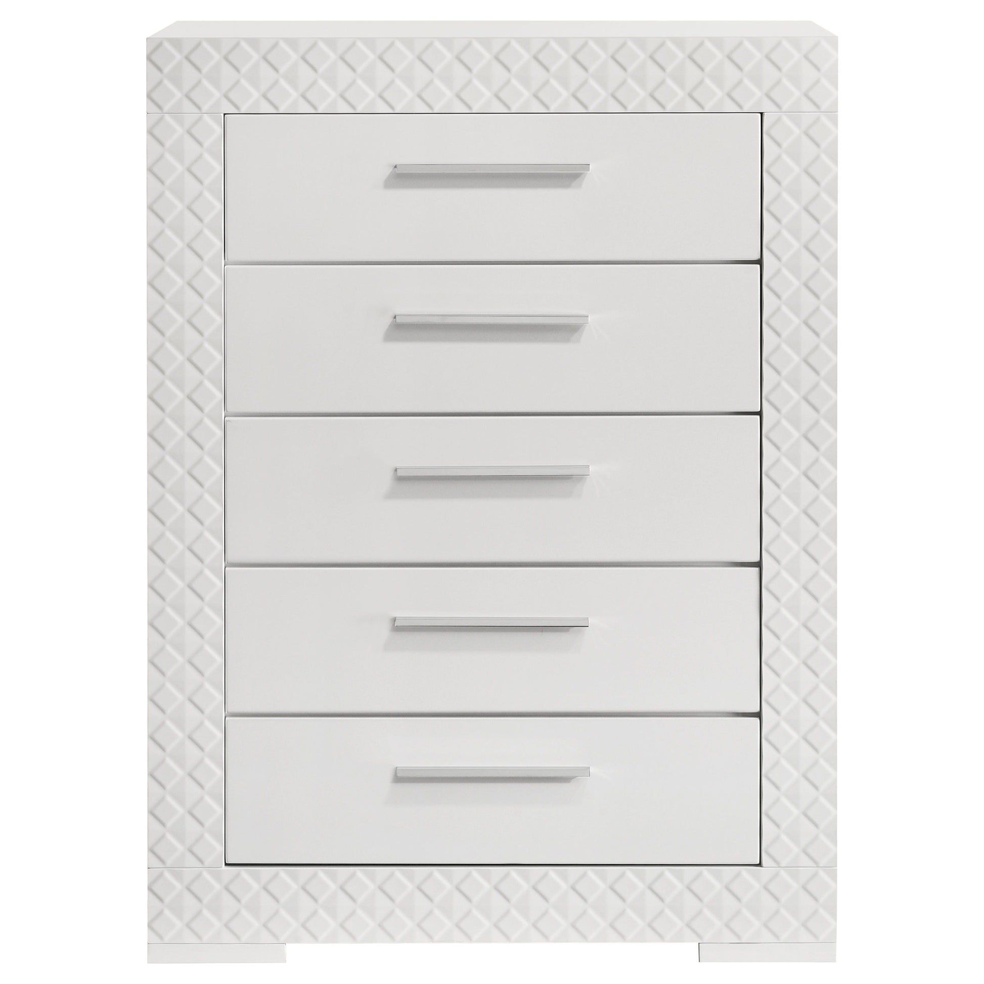 Coaster Fine Furniture Ives - 5-Drawer Bedroom Chest Of Drawers - White High Gloss | Meri Furniture