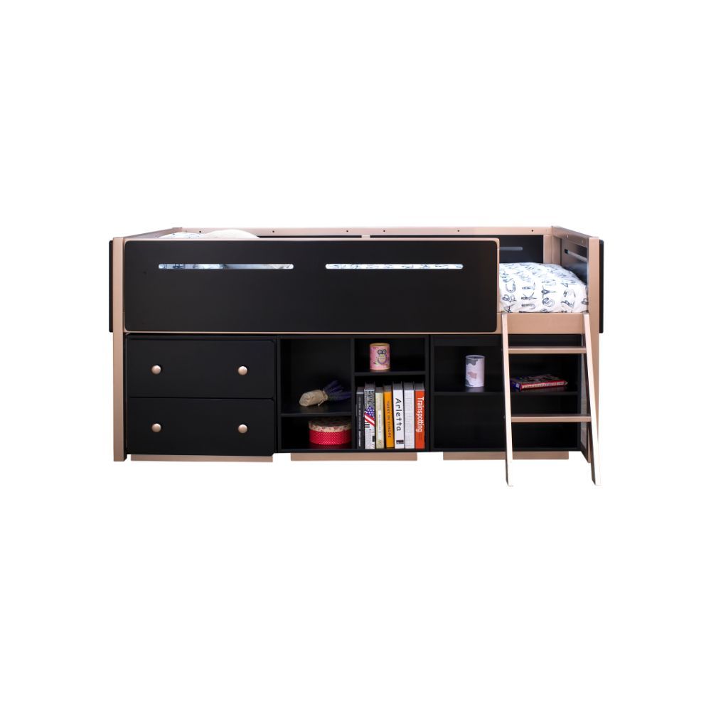 ACME Prescott - Bookshelf - Black & Rose-Gold - 22" | Meri Furniture