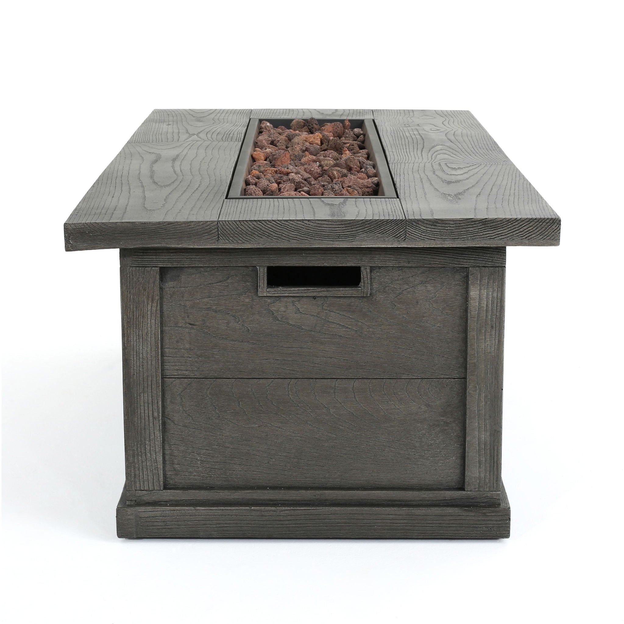 Transitional Rectangular Outdoor Propane Fire Pit With 50,000 Btu