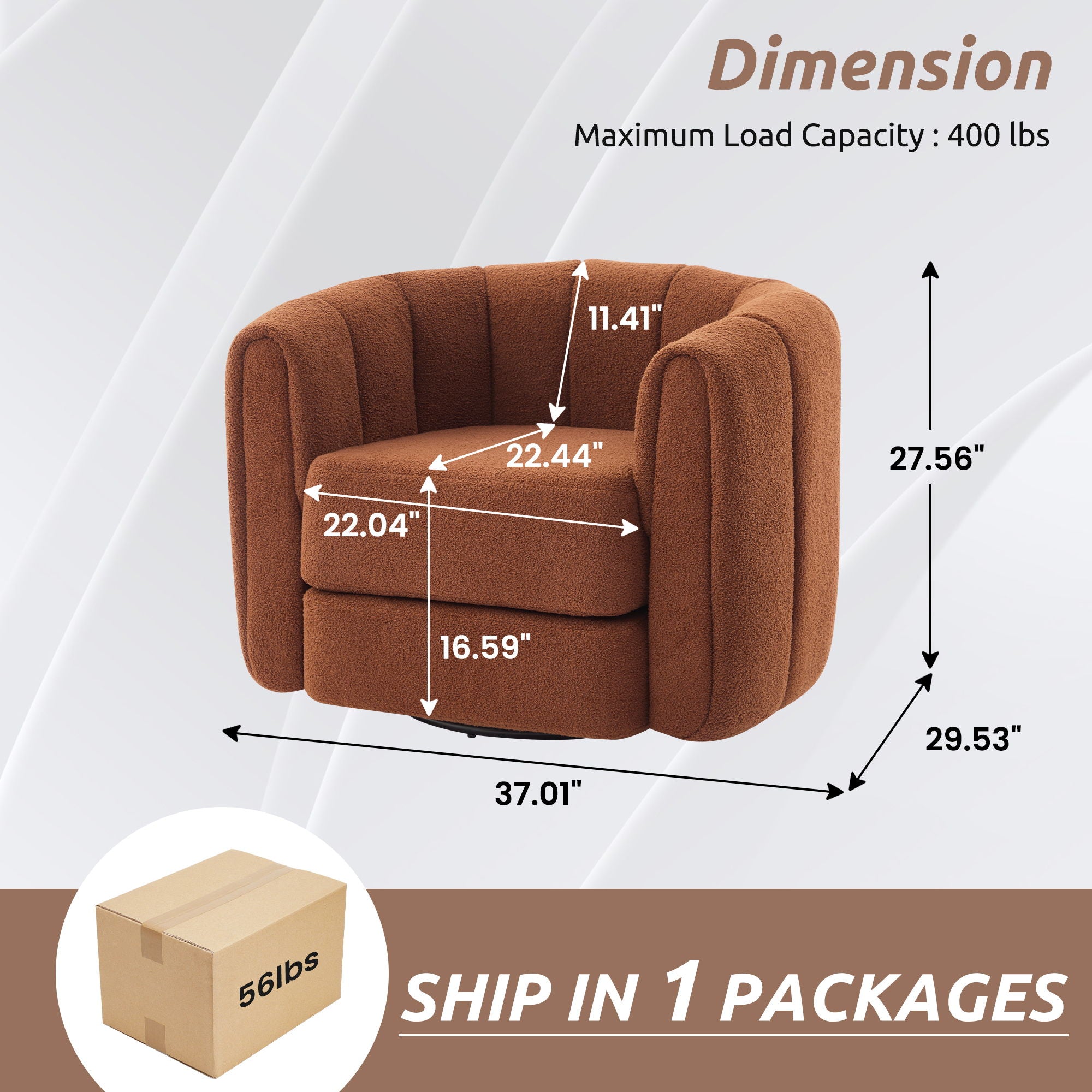 Swivel Accent Chair Wide Upholstered For Living Room