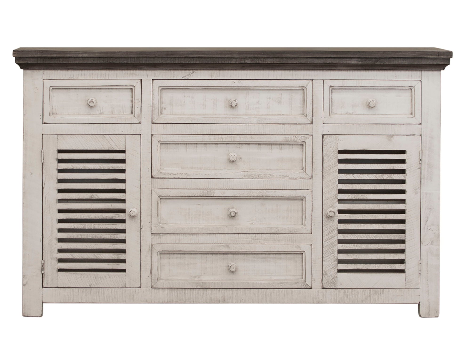 International Furniture Direct Stone - Buffet - Antiqued Ivory / Weathered Gray | Meri Furniture