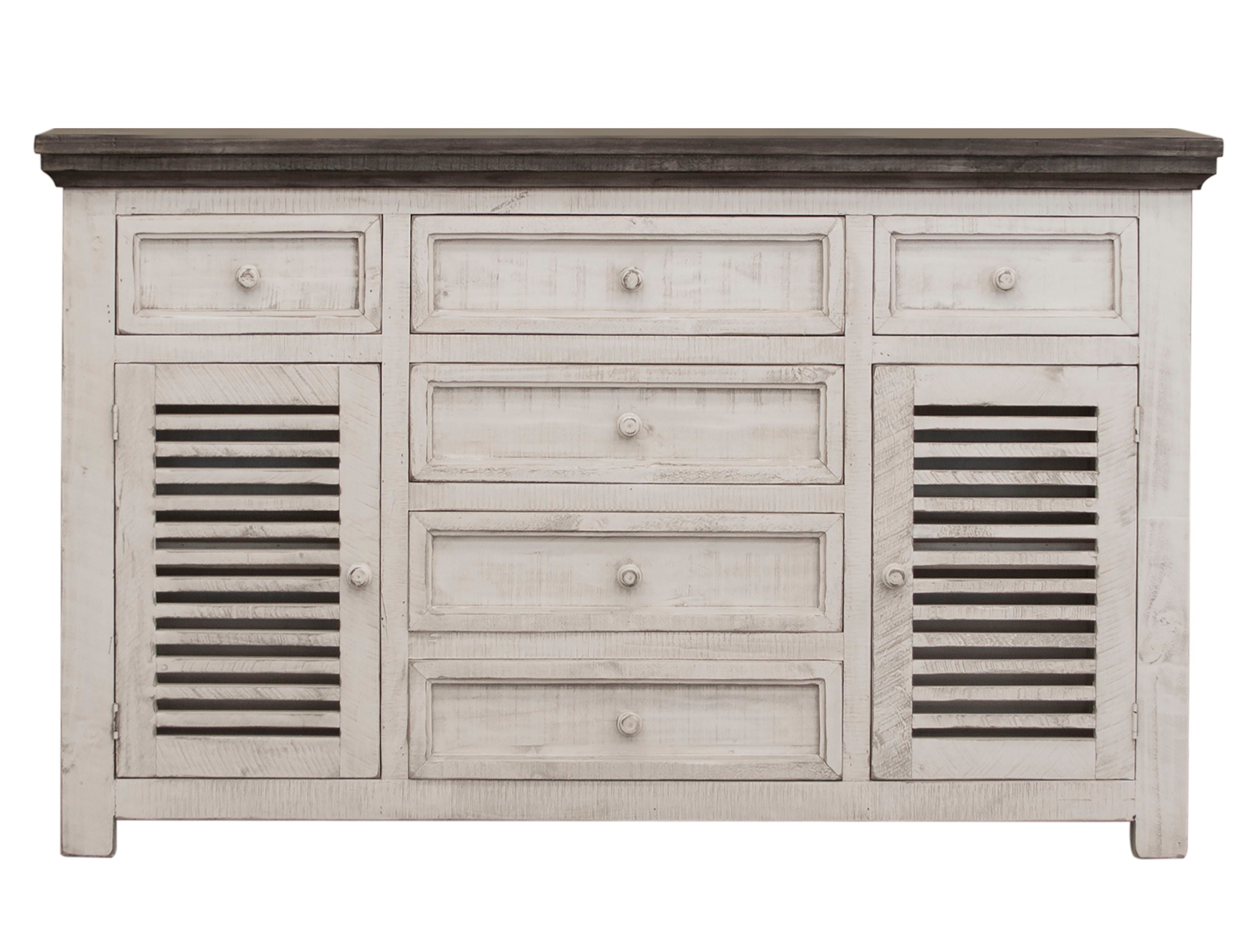 International Furniture Direct Stone - Buffet - Antiqued Ivory / Weathered Gray | Meri Furniture