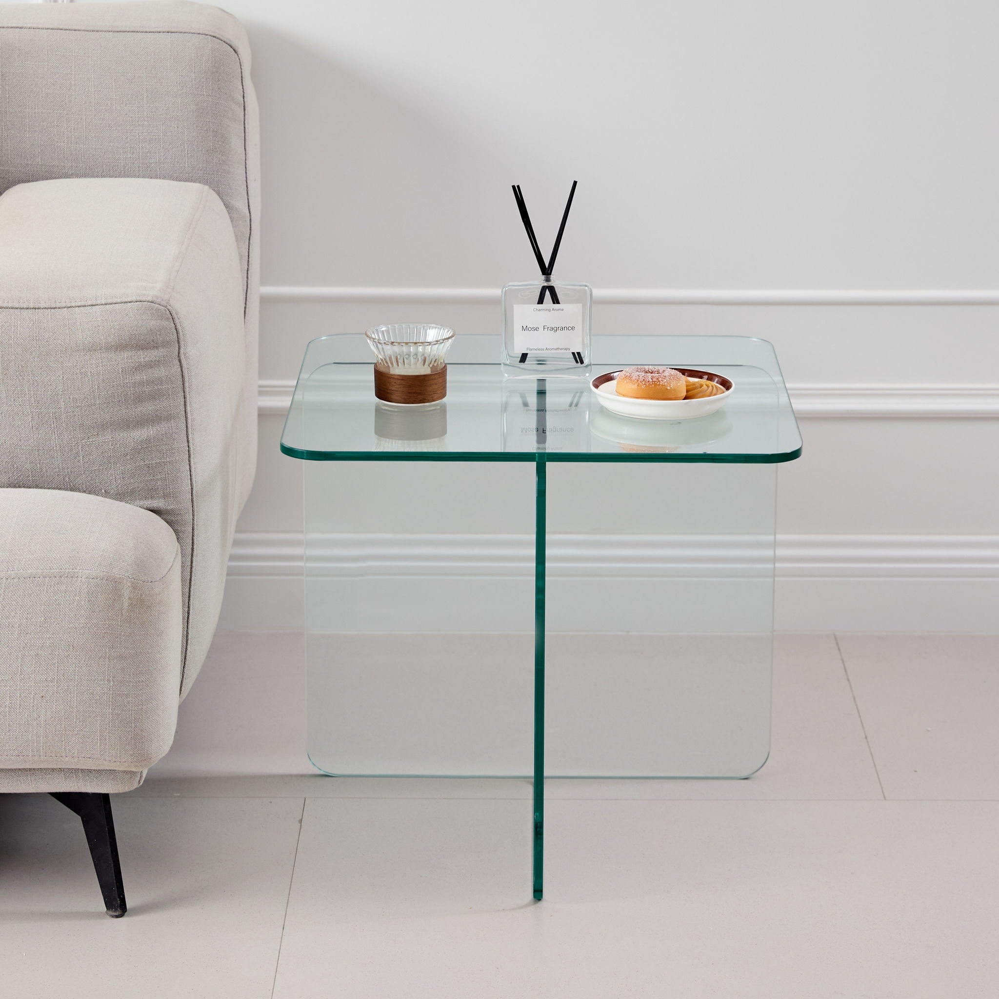 Modern Transparent Tempered Glass Sidetable
