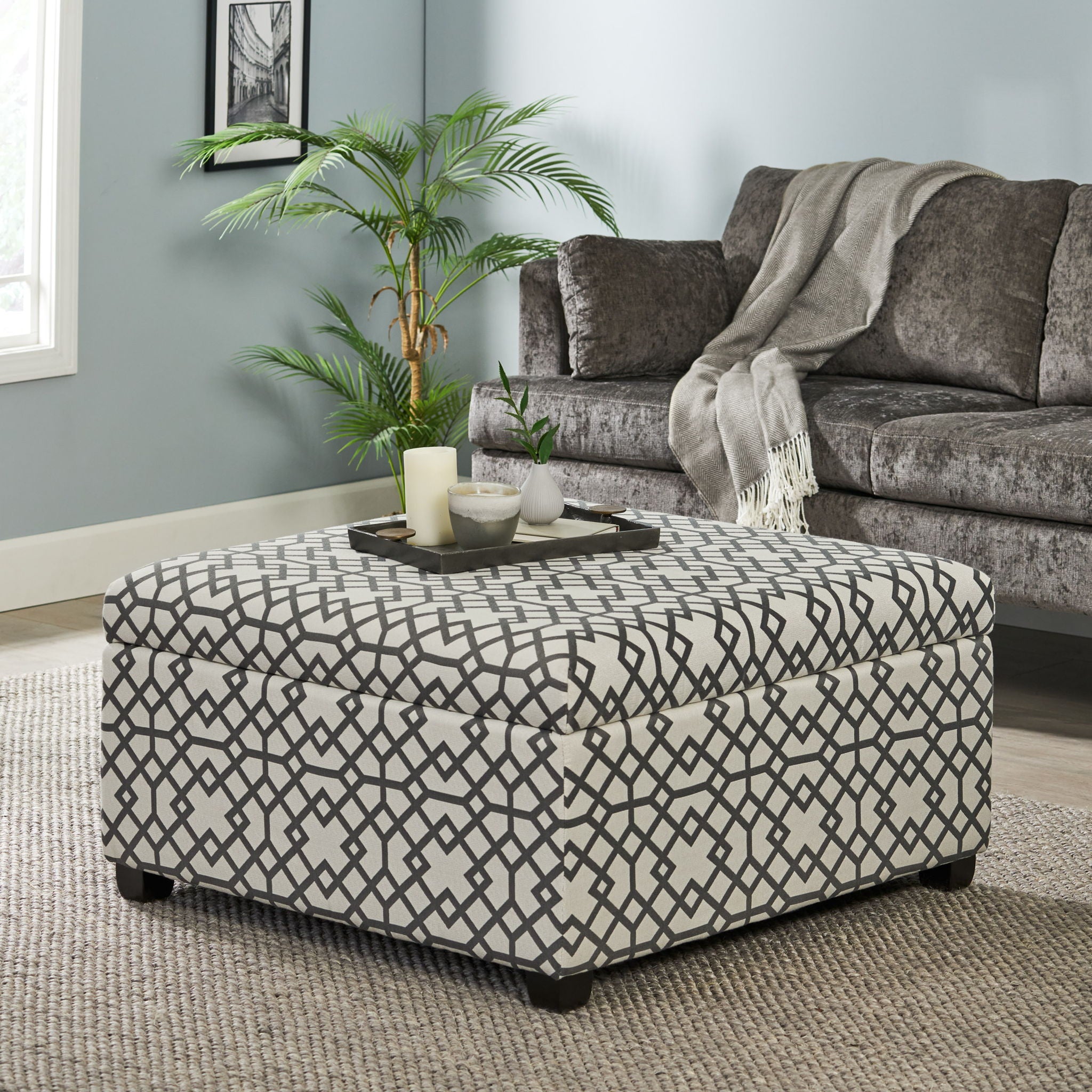Richmond - Storage Ottoman With Unique Pattern And Ample Storage - Gray