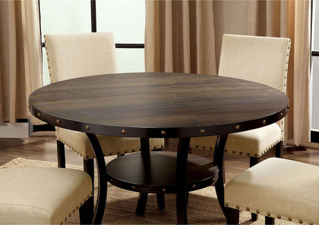 Furniture of America Kaitlin - Round Dining Table - Light Walnut / Beige | Meri Furniture