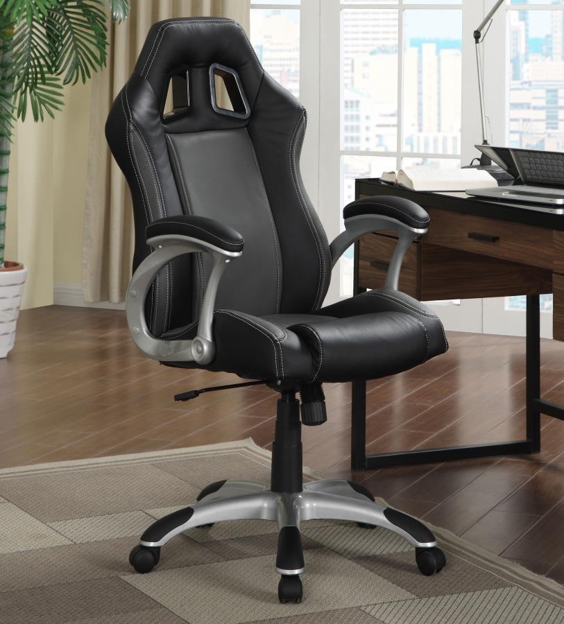 Coaster Fine Furniture Roger - Upholstered Adjustable Home Office Desk Chair - Black | Meri Furniture