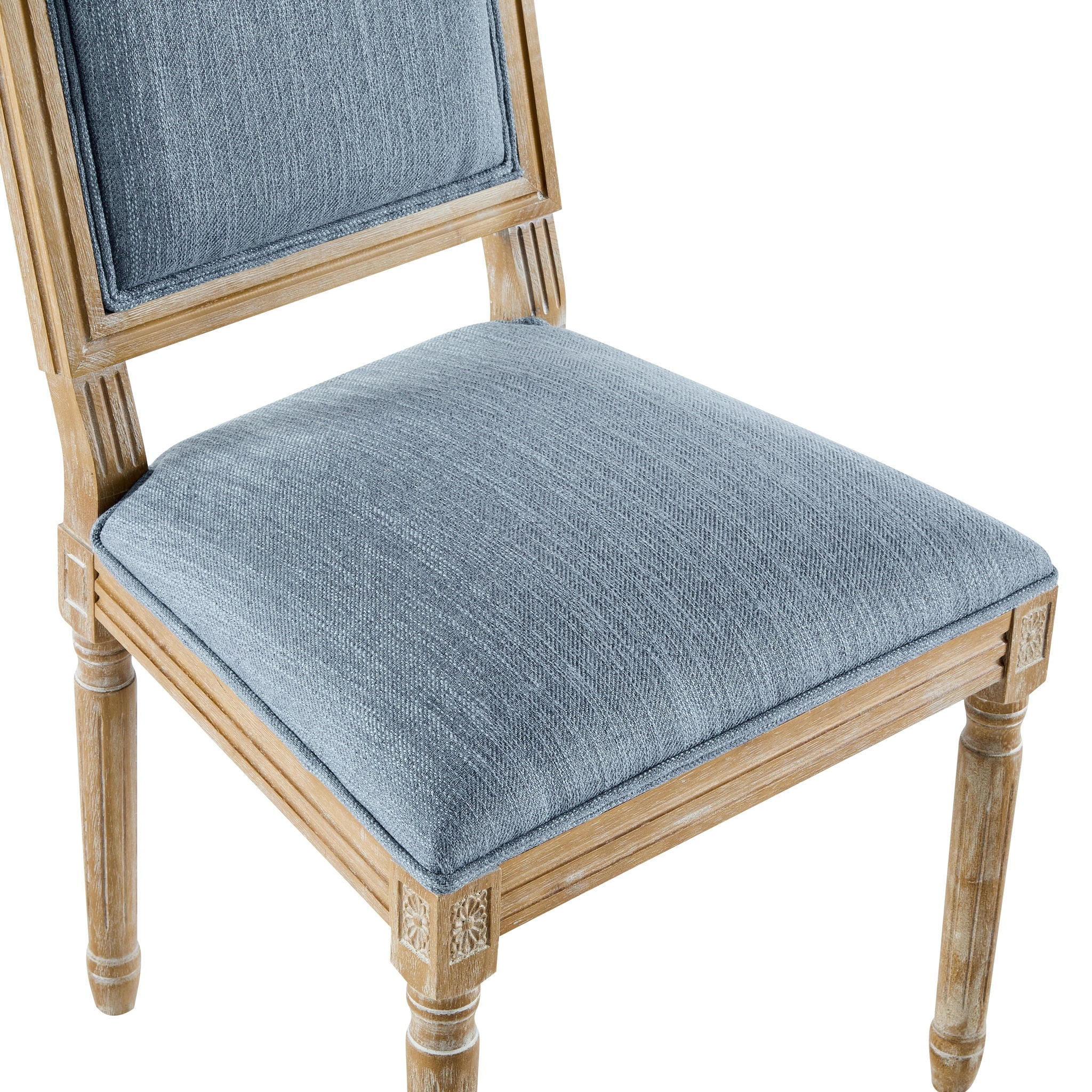 French Country Style Dining Chair With Upholstered Seating And Fluted Legs