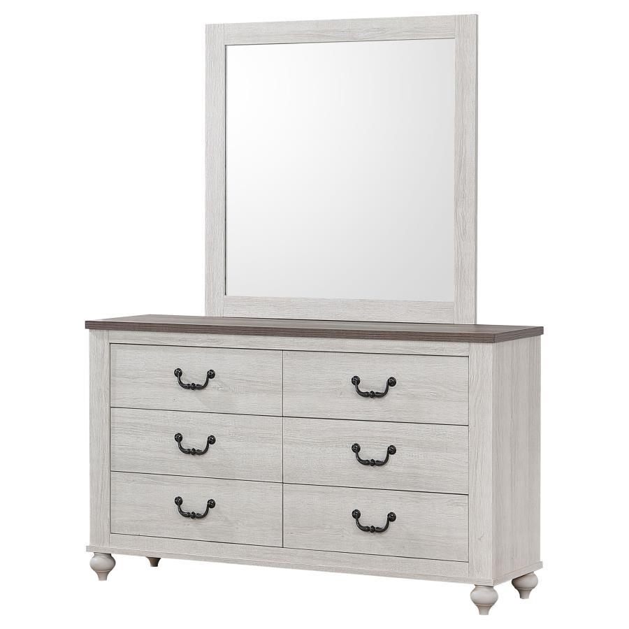 Coaster Fine Furniture Stillwood - 6-Drawer Dresser With Mirror - Vintage Linen | Meri Furniture