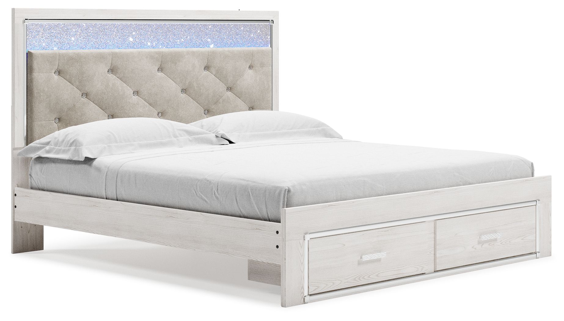 Signature Design by Ashley® Altyra - White - King Upholstered Storage Bed | Meri Furniture