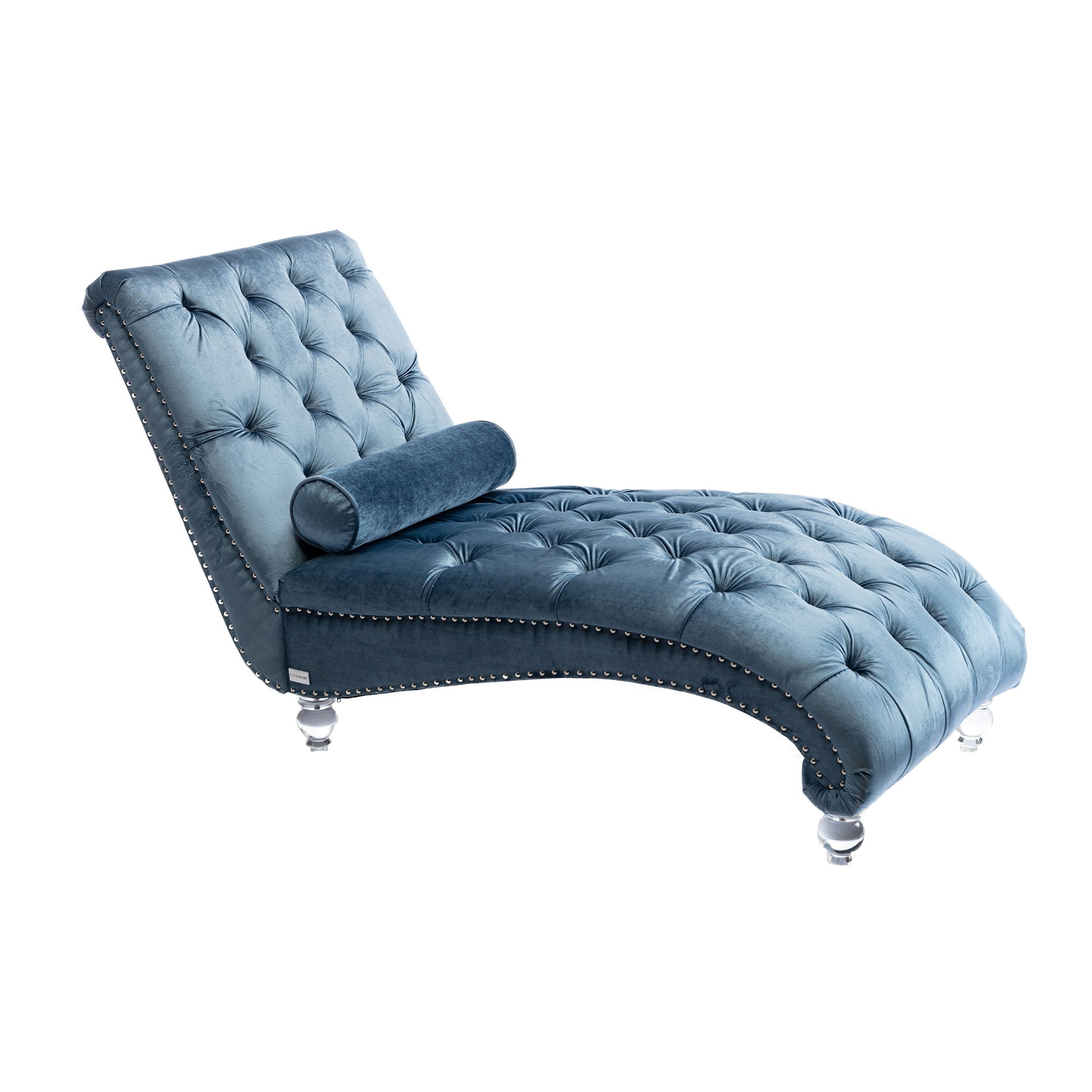 Velvet Chaise Lounge Indoor, Button Tufted Upholstered Chaise Lounge Chair With Pillow