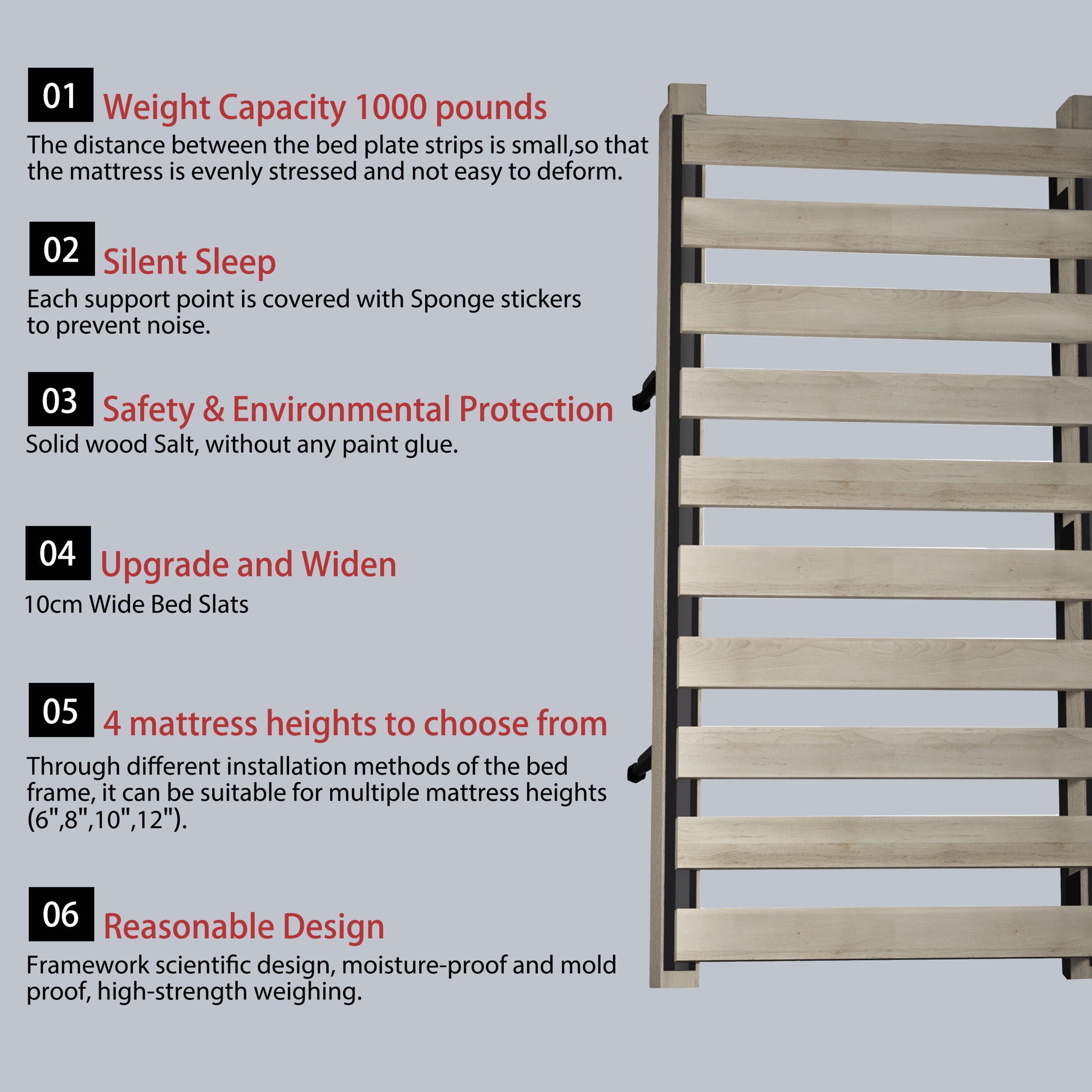 Luxury Upholstered Platform Bed With Oversized Padded Backrest And Solid Wood Frame