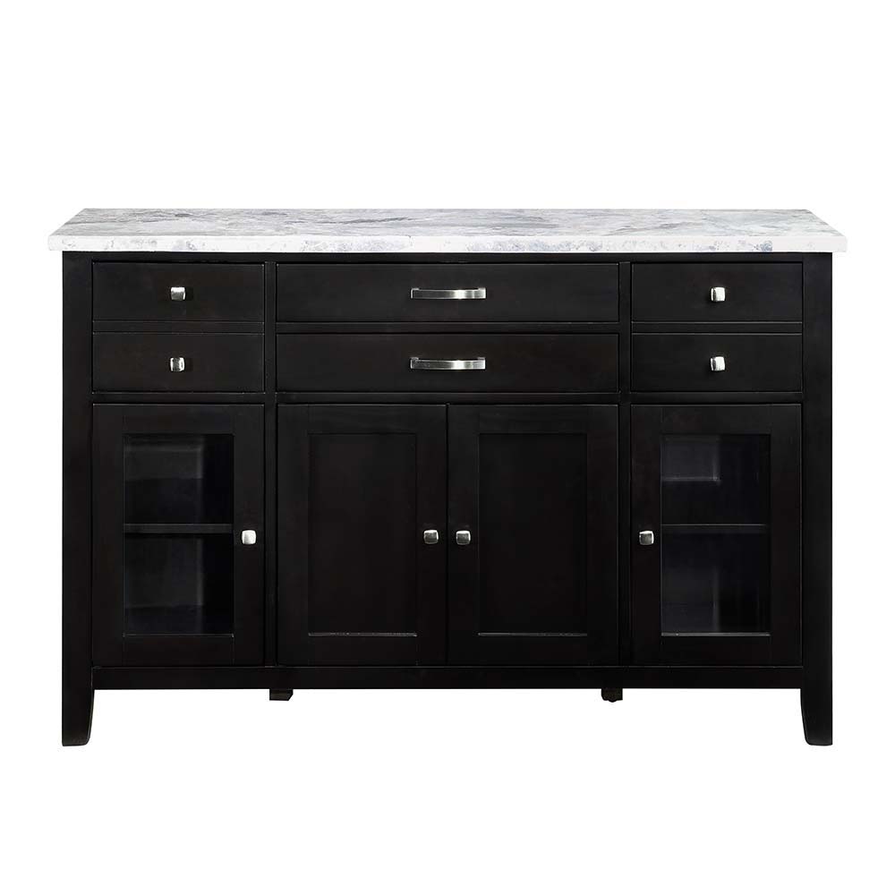 ACME Hussein - Server With Marble Top - Marble & Black Finish | Meri Furniture