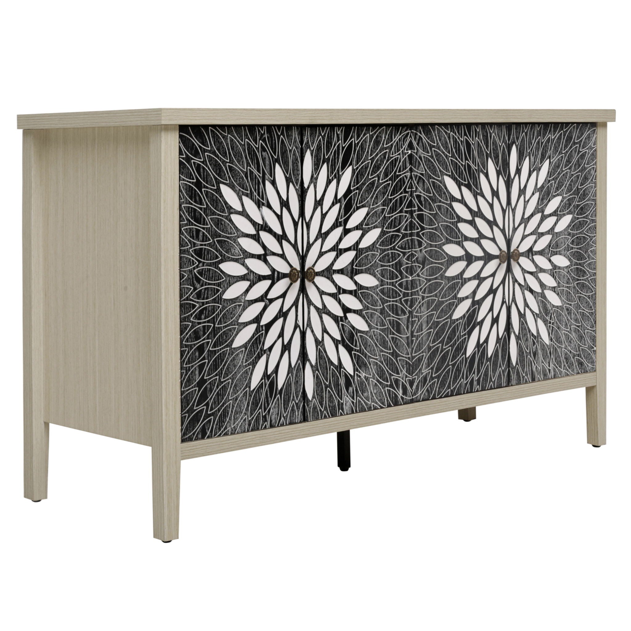 Modern Storage Cabinet With 4 Doors & Adjustable Shelves