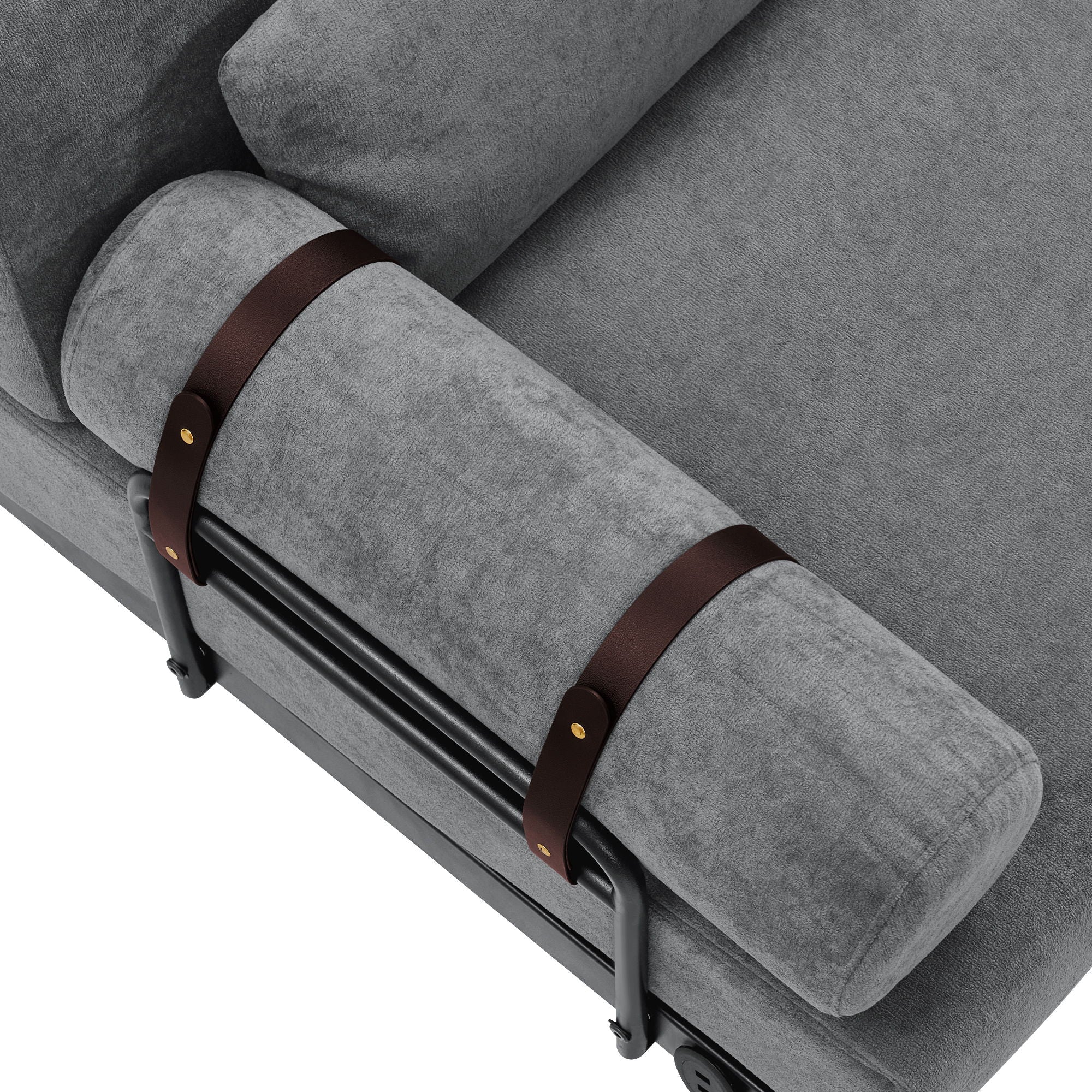 Modern Loveseat Sofa 2 Seater With USB Ports, Cylindrical Armrests