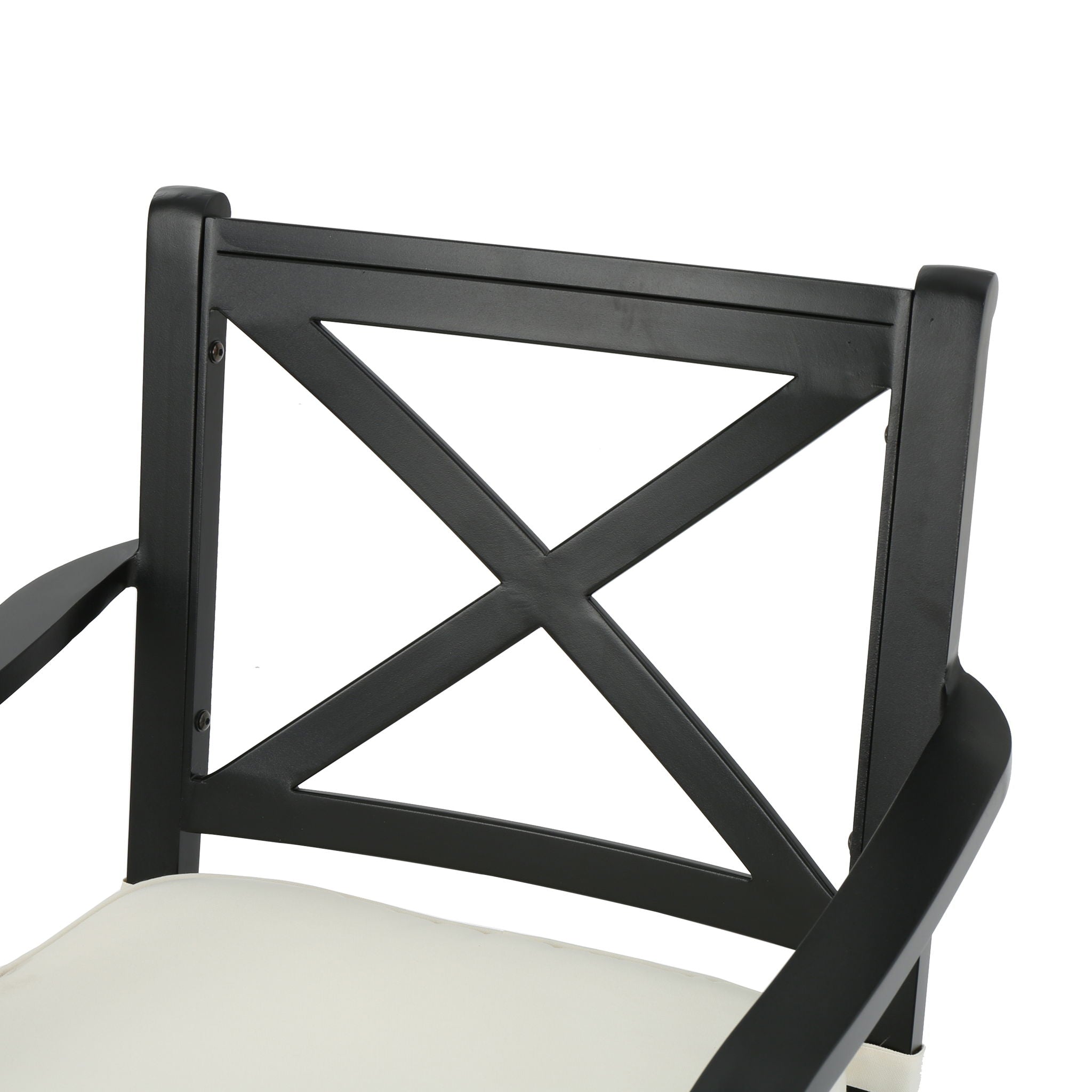 Outdoor Dining Chair Set With Water Resistant Cushions - Black / Ivory