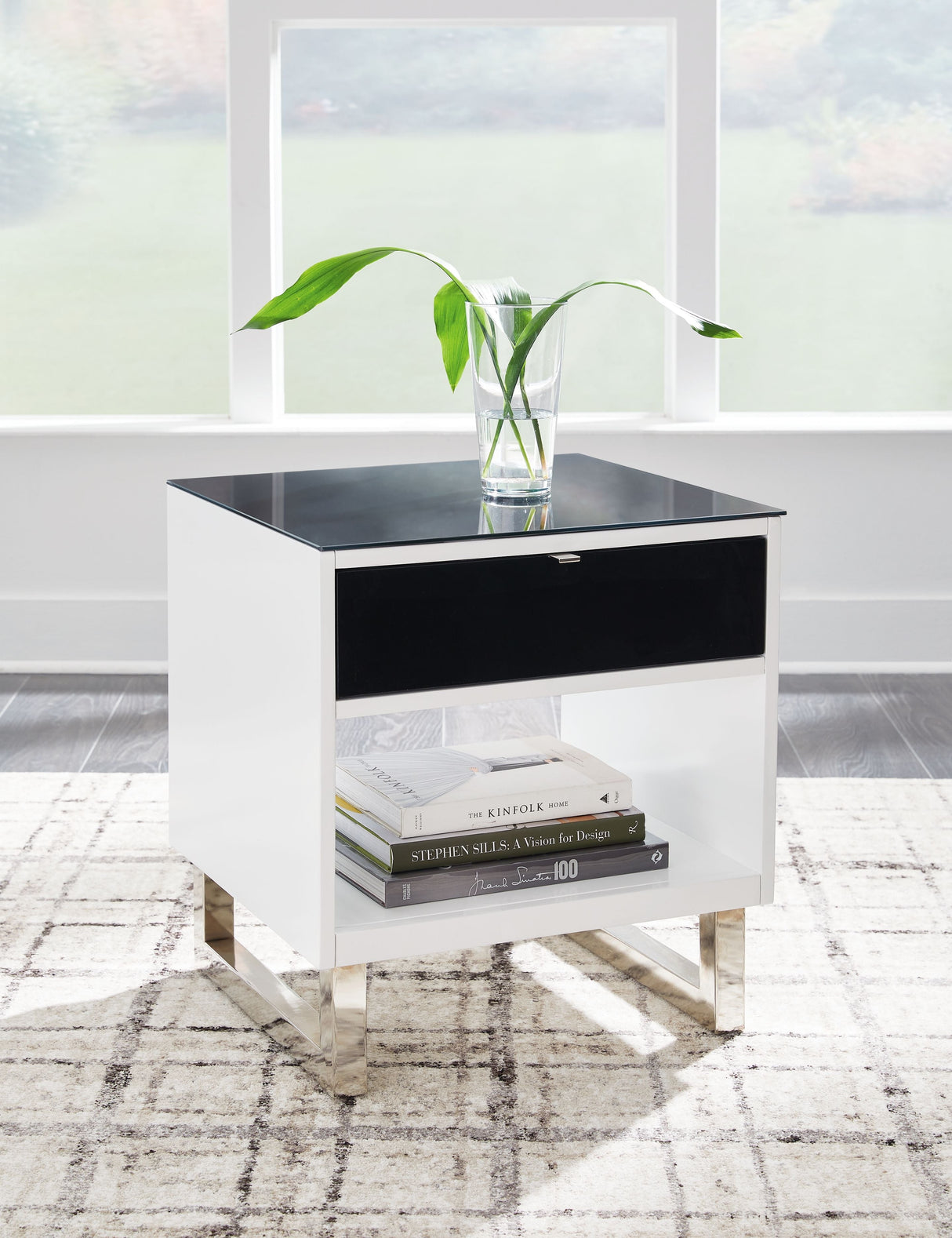 Signature Design by Ashley® Gardoni - White / Black - Rectangular End Table | Meri Furniture