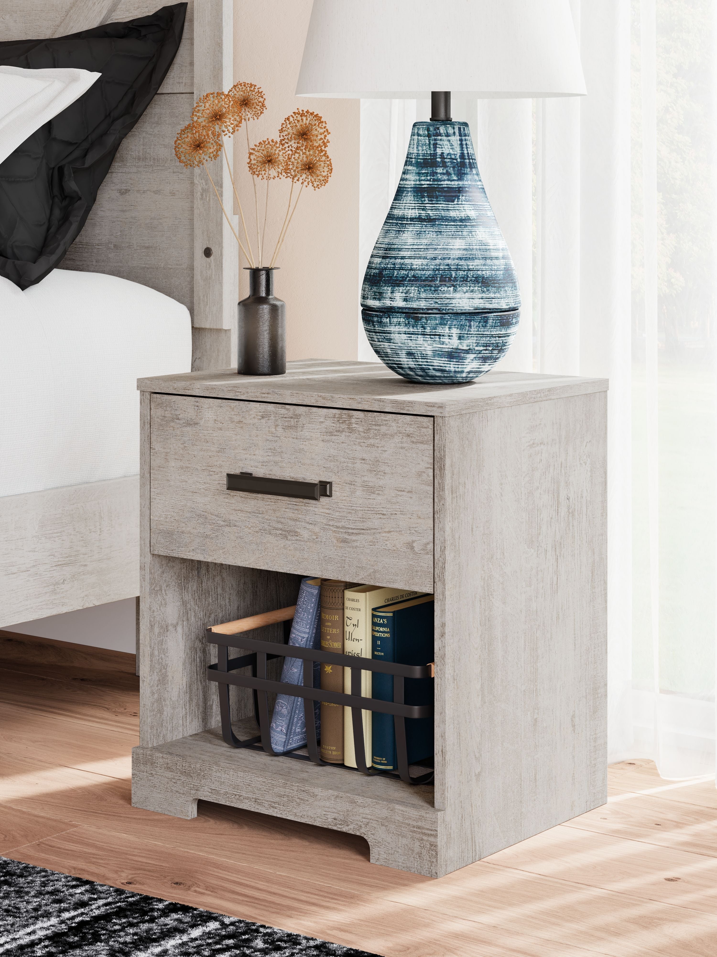 Signature Design by Ashley® Shawburn - Whitewash - One Drawer Night Stand | Meri Furniture