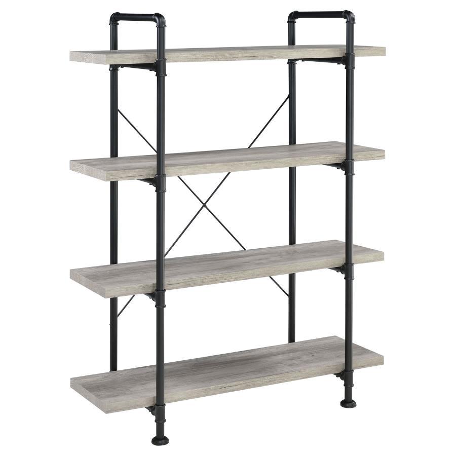 Coaster Fine Furniture Delray - 4-Shelf Bookshelf - Gray Driftwood And Black | Meri Furniture