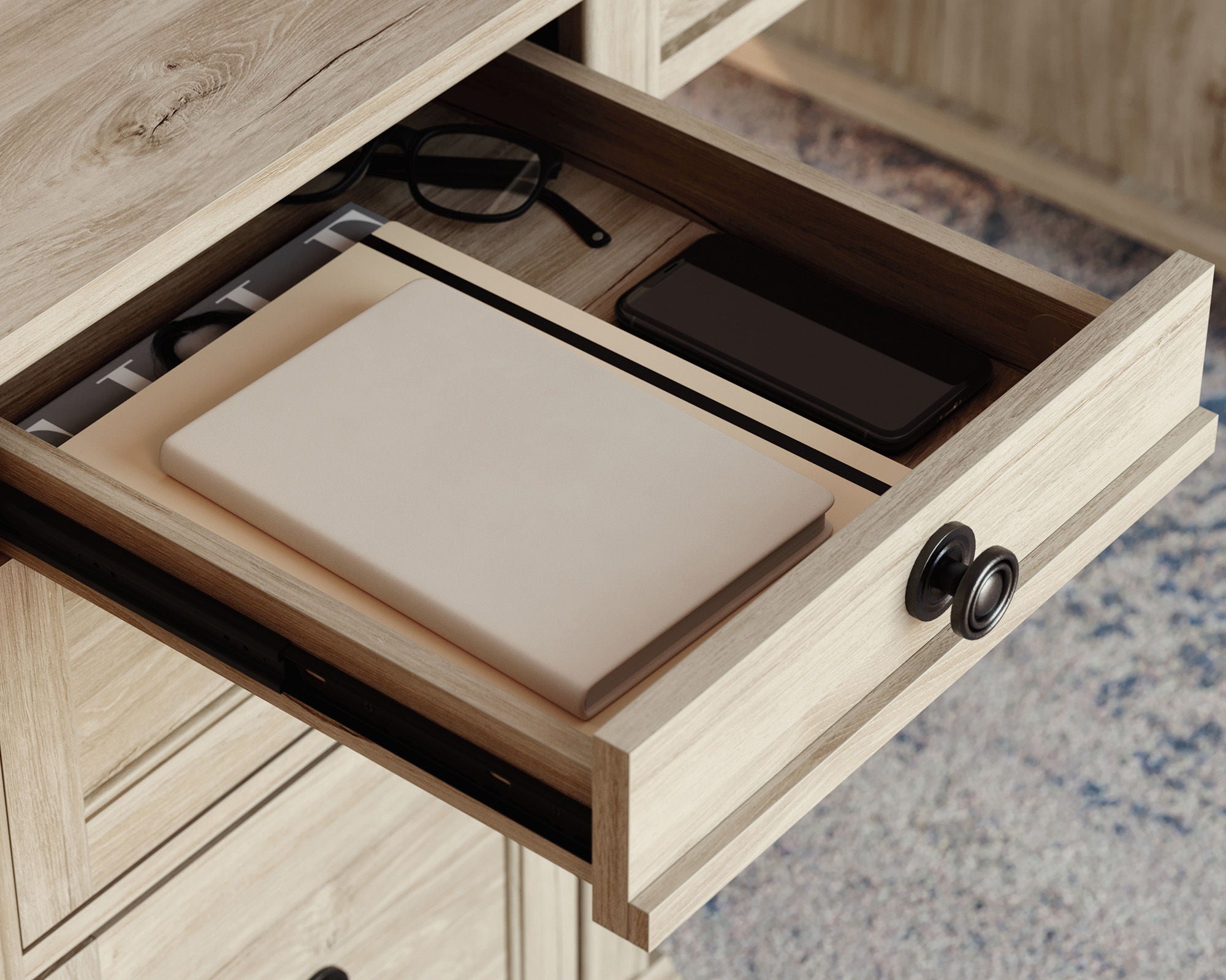 Executive Double Ped Desk in Chalk Oak