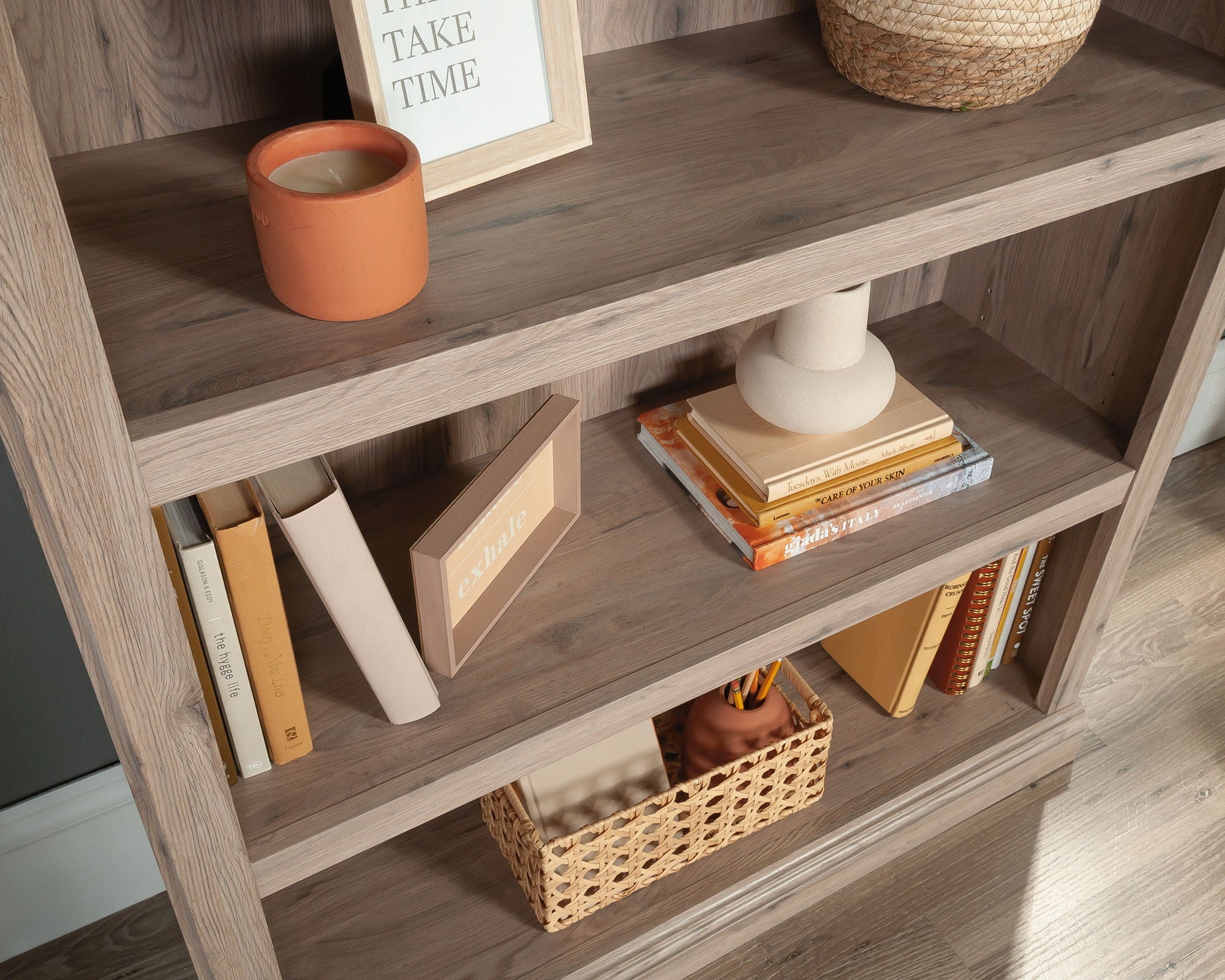 3-Shelf Display Bookcase in Laurel Oak