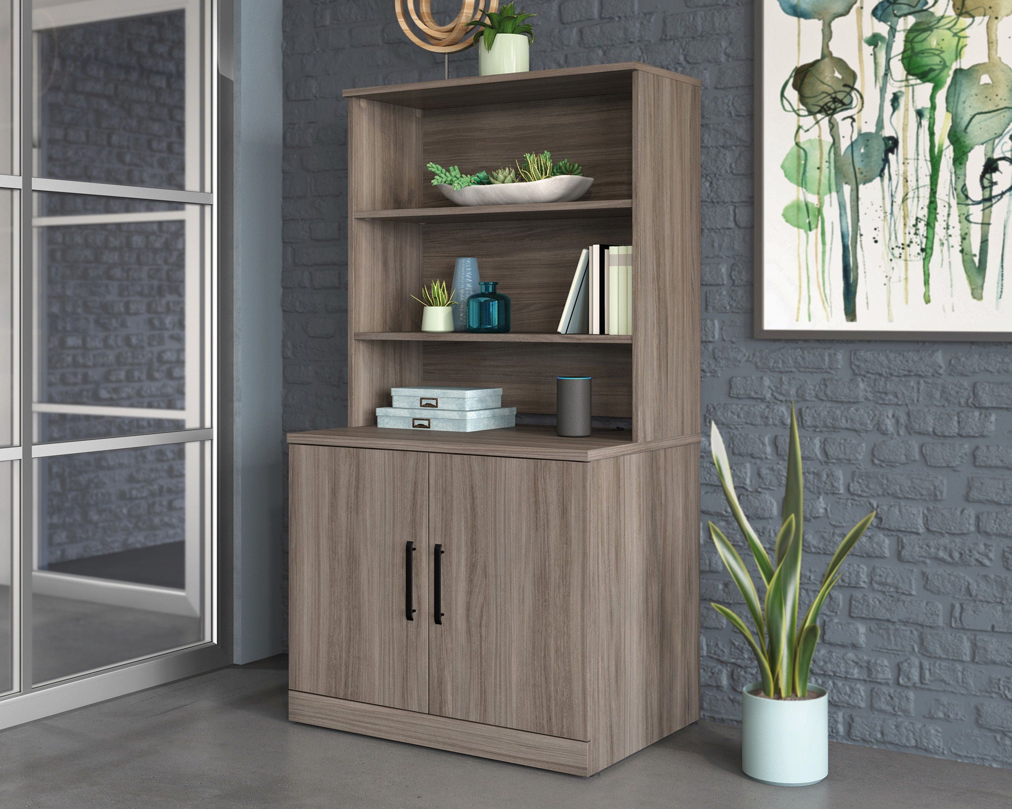2-Shelf Hutch for Cabinet in Hudson Elm