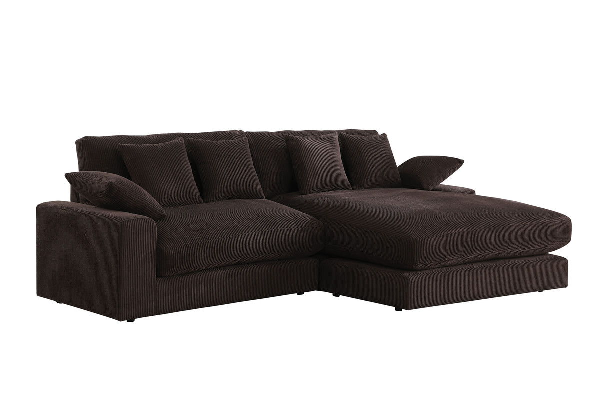 Mystic 105"W Dark Chocolate Corduroy Reversible Sectional Sofa Chaise
