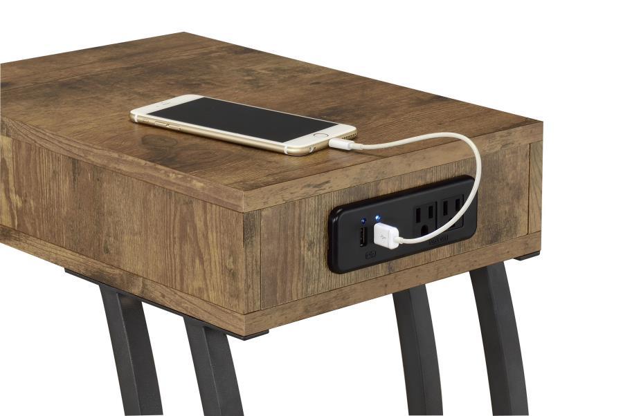 Coaster Fine Furniture Troy - 1-Drawer C-Shaped Side Table Power Outlet | Meri Furniture