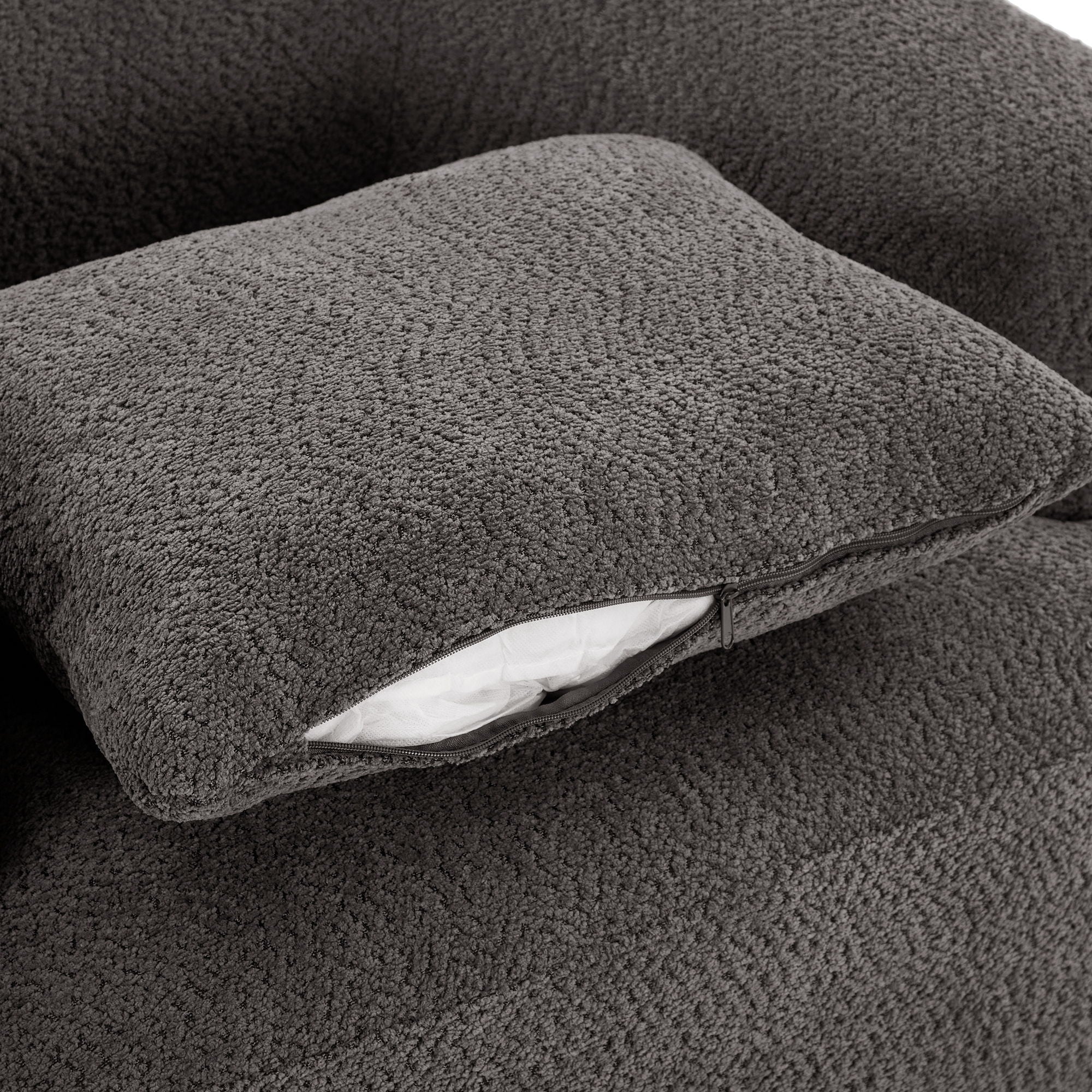 360° Swivel Barrel Sofa Chair With Throw Pillow, Chenille Upholstered Accent Chair