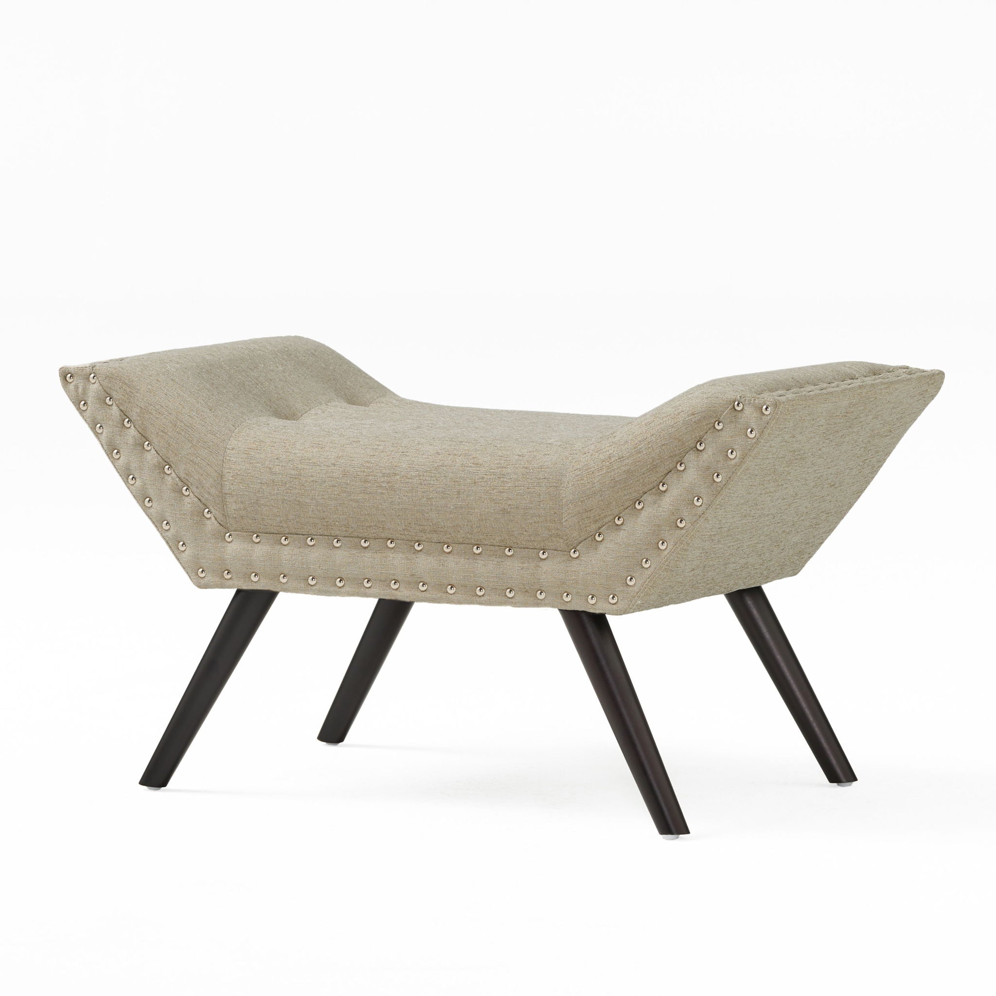 Hariata - Contemporary Fabric Tufted Ottoman Bench - Beige