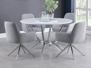 Coaster Fine Furniture Abby - 5 Piece Round Dining Table Set - White High Gloss | Meri Furniture