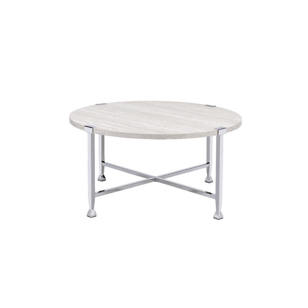 ACME Brecon - Coffee Table - White Oak & Chrome | Meri Furniture