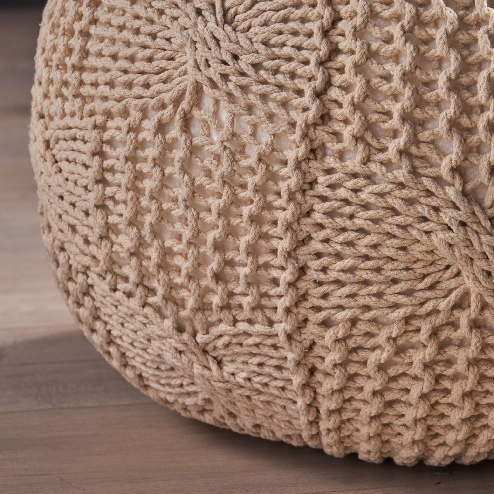 Bordeaux - Knitted Cotton Round Pouf