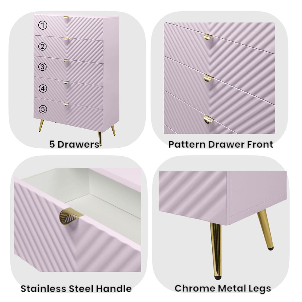 Gaines - Chest - Pink High Gloss